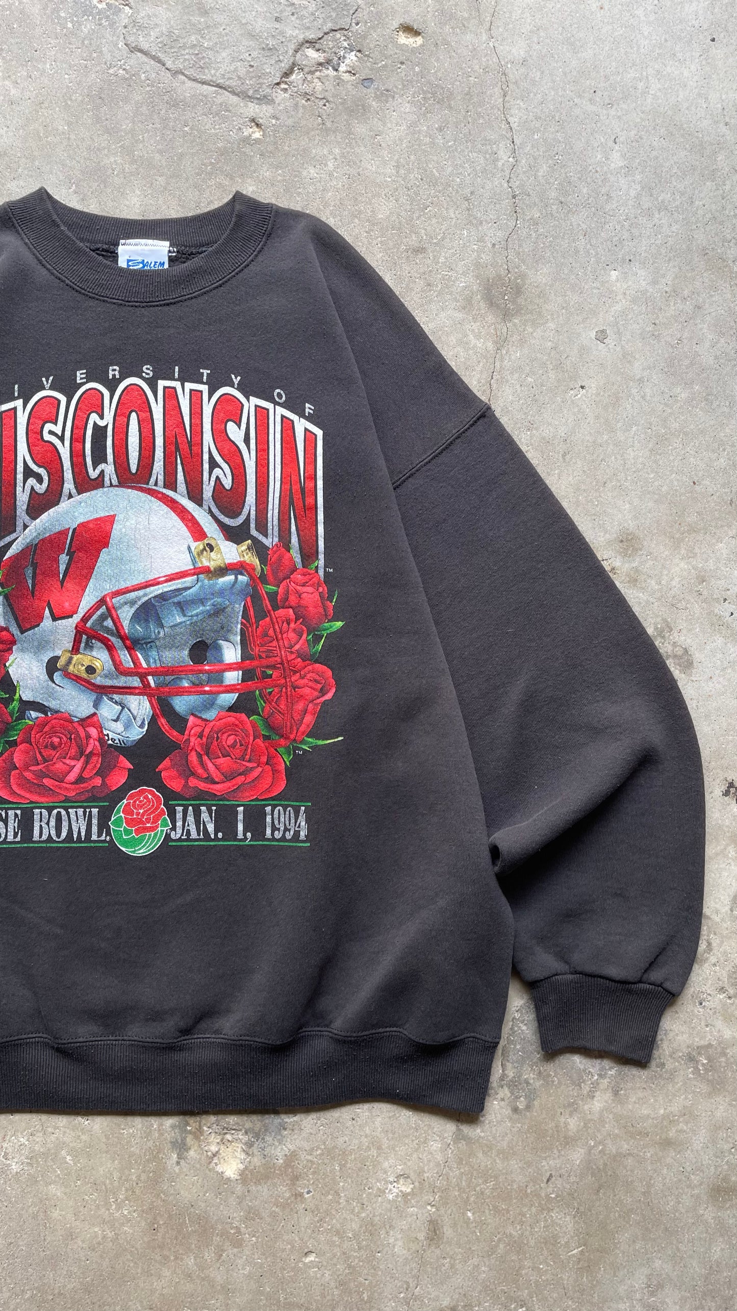 1990S WISCONSIN ROSEBOWL BLACK CREW - XL