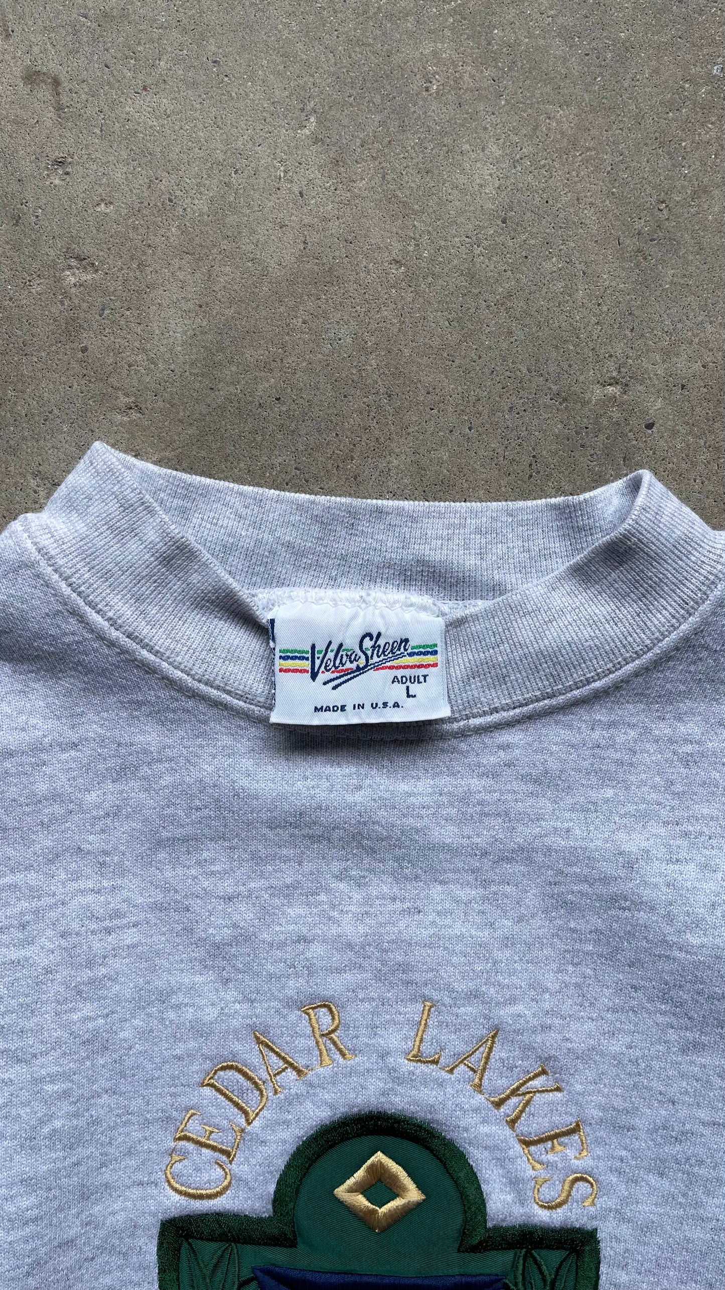 1990S CEDAR LAKES WEST VIRGINIA GREY CREW - L