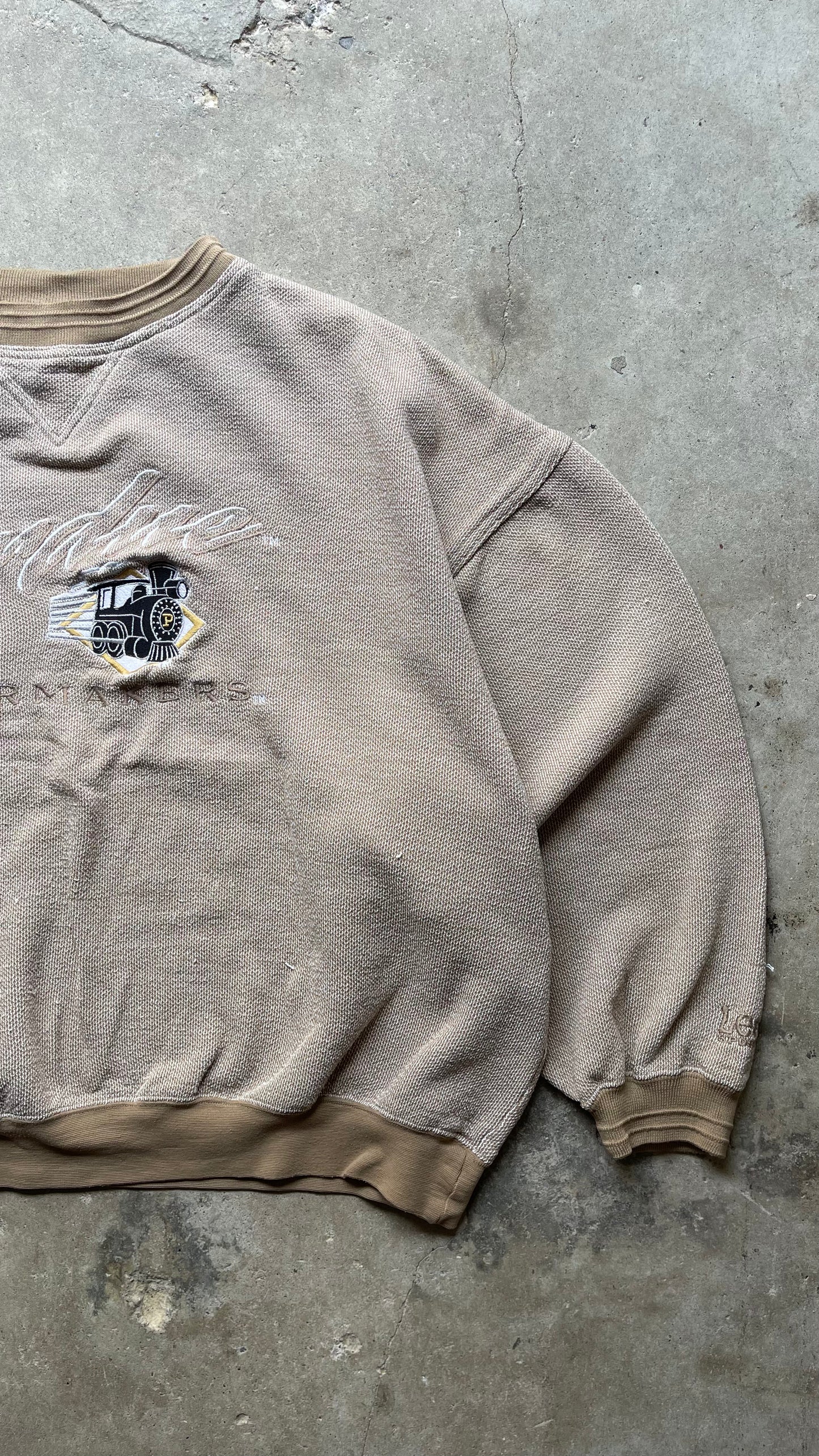1990S PURDUE BEIGE CREW - XL