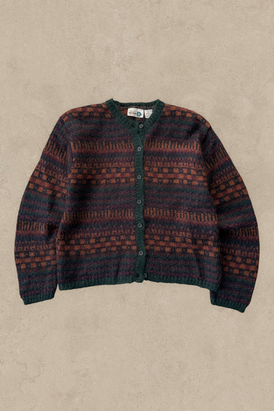 1990S - GREEN/PURPLE WOOL SWEATER - L (W)