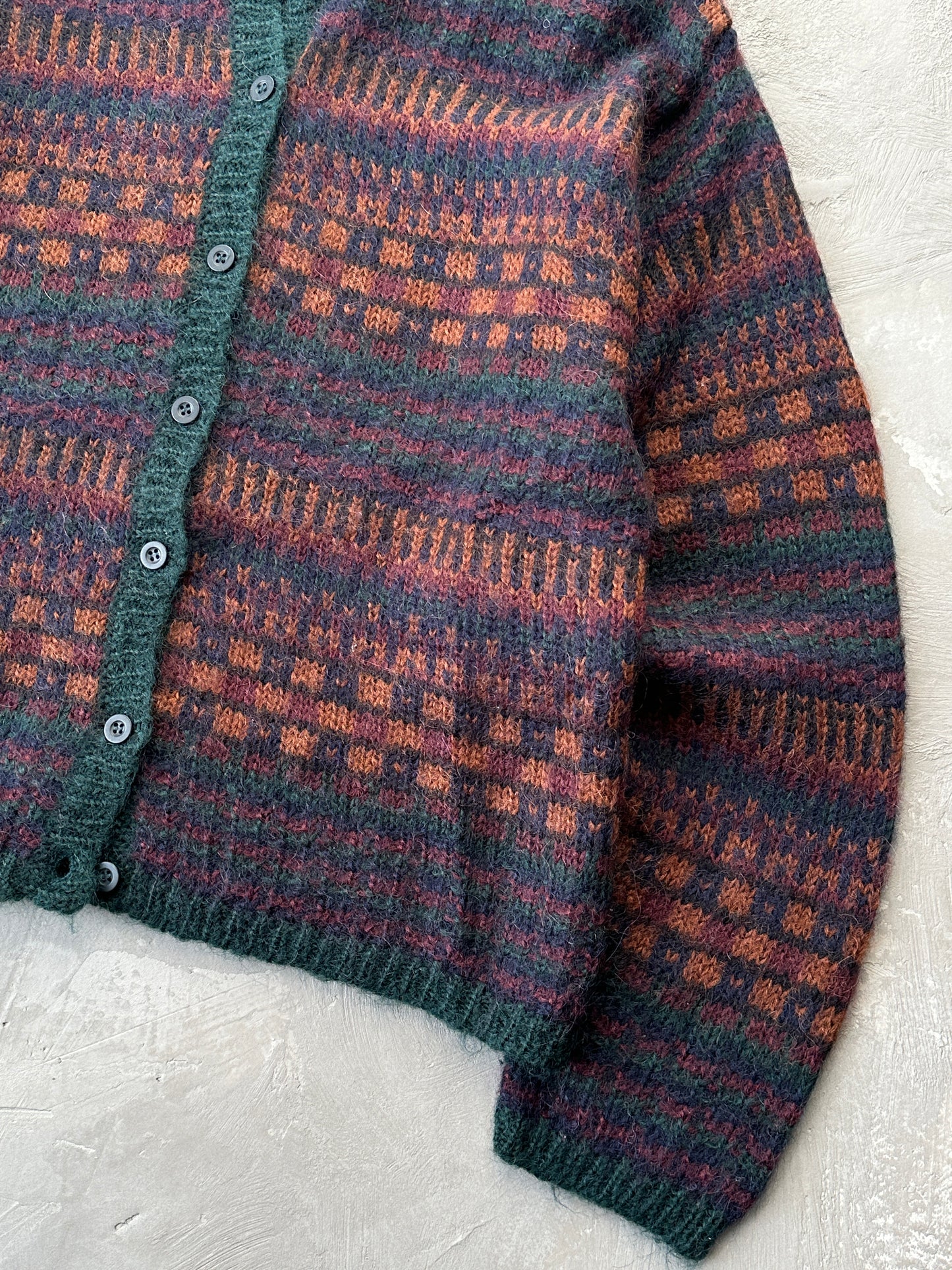 1990S - GREEN/PURPLE WOOL SWEATER - L (W)