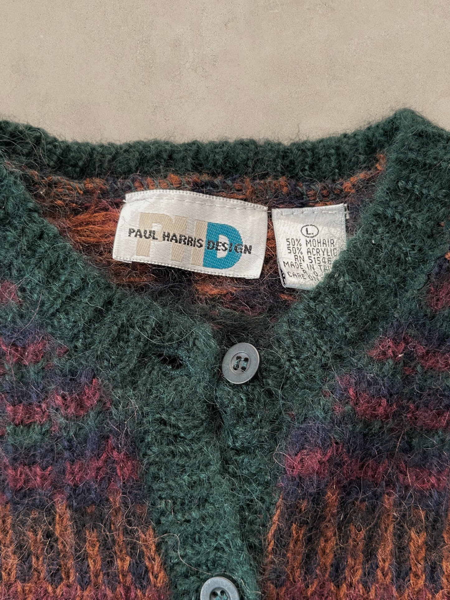 1990S - GREEN/PURPLE WOOL SWEATER - L (W)