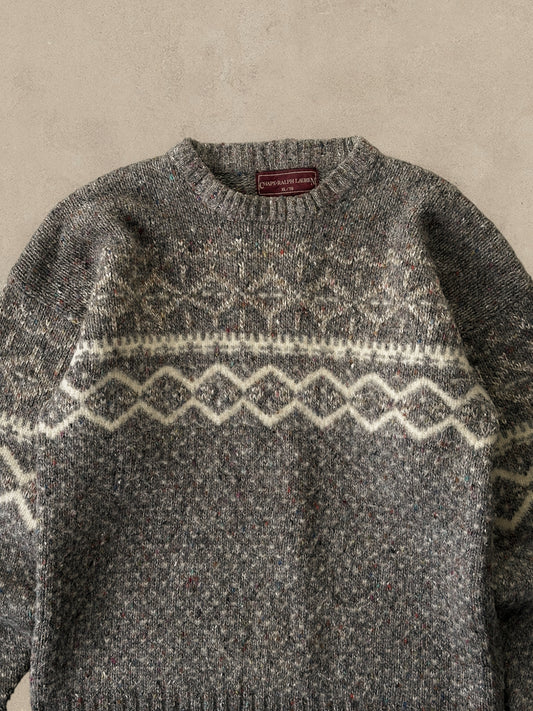 1990S - GREY/BEIGE CHAPTS RALPH LAUREN WOOL SWEATER - XL