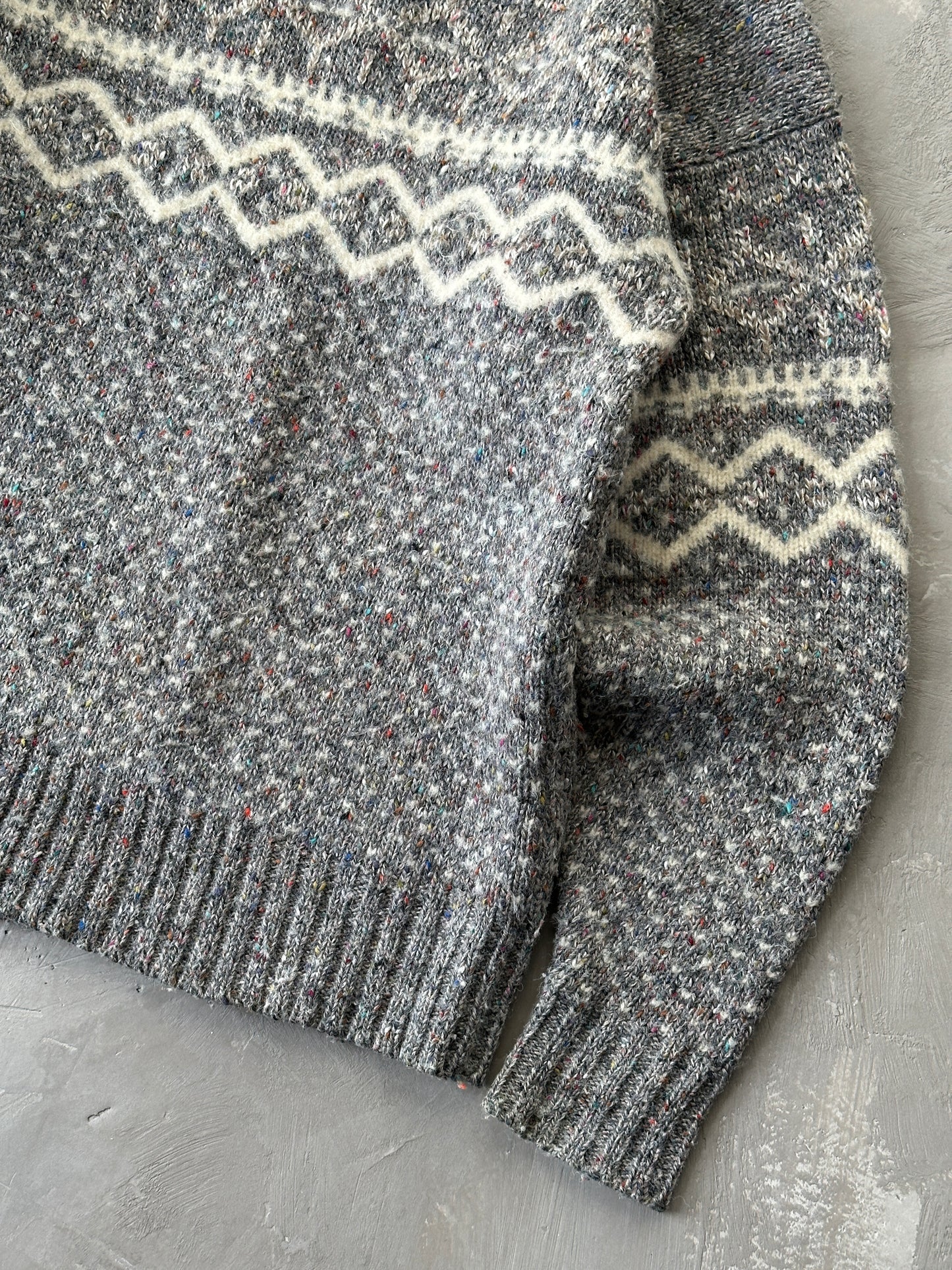 1990S - GREY/BEIGE CHAPTS RALPH LAUREN WOOL SWEATER - XL