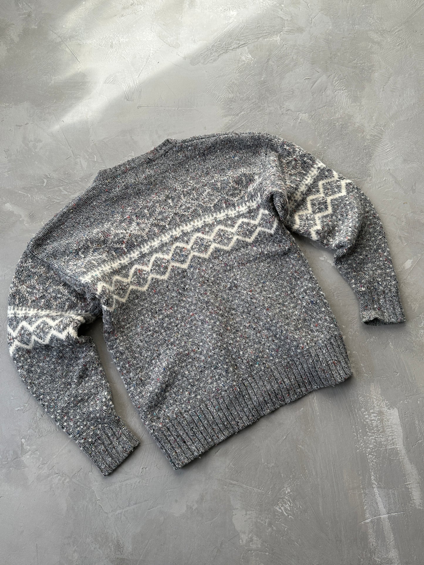 1990S - GREY/BEIGE CHAPTS RALPH LAUREN WOOL SWEATER - XL