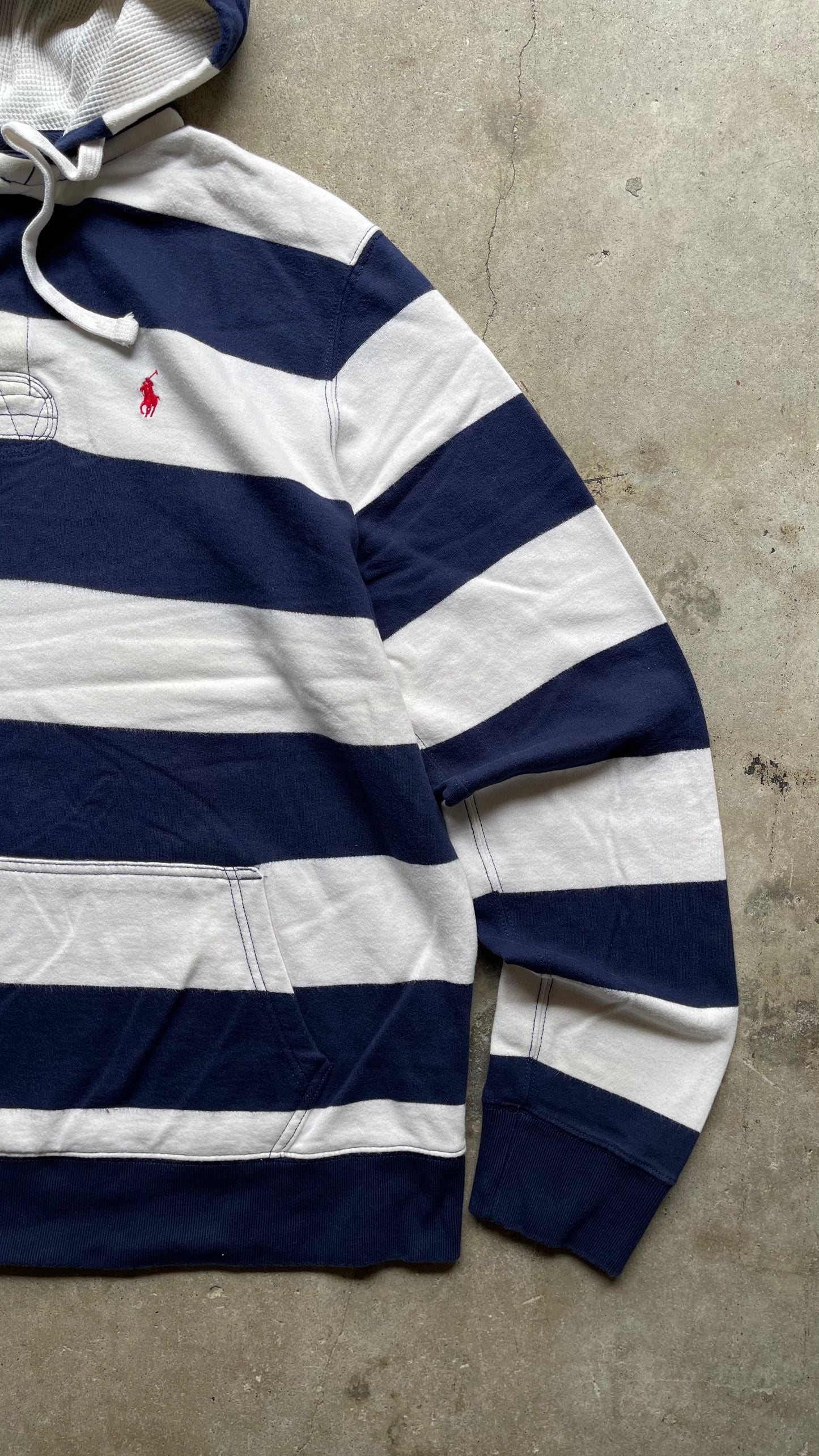2000S POLO RALPH LAUREN STRIPED HOODIE - XL