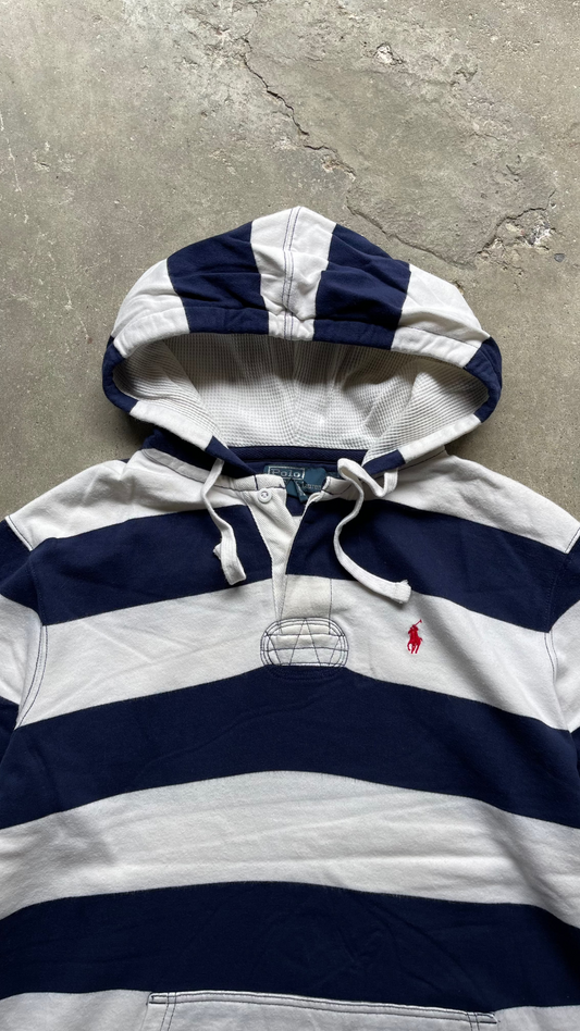 2000S POLO RALPH LAUREN STRIPED HOODIE - XL