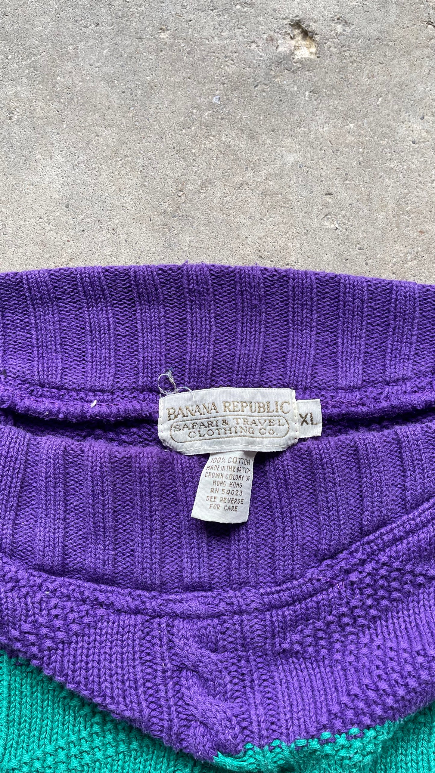 1990S BANANA REPUBLIC STRIPED KNIT SWEATER - XL