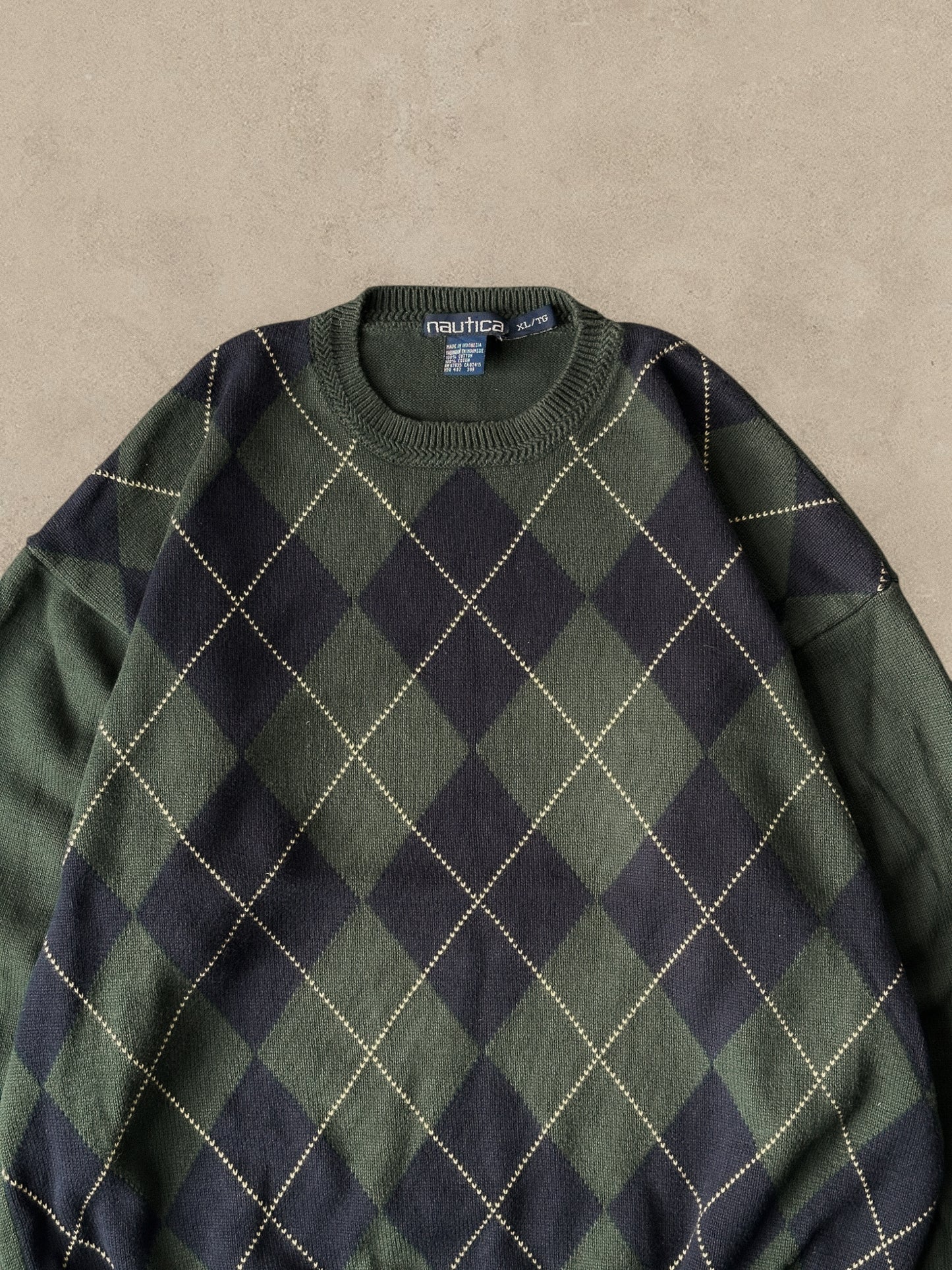 1990S - GREEN/NAVY SWEATER - XL