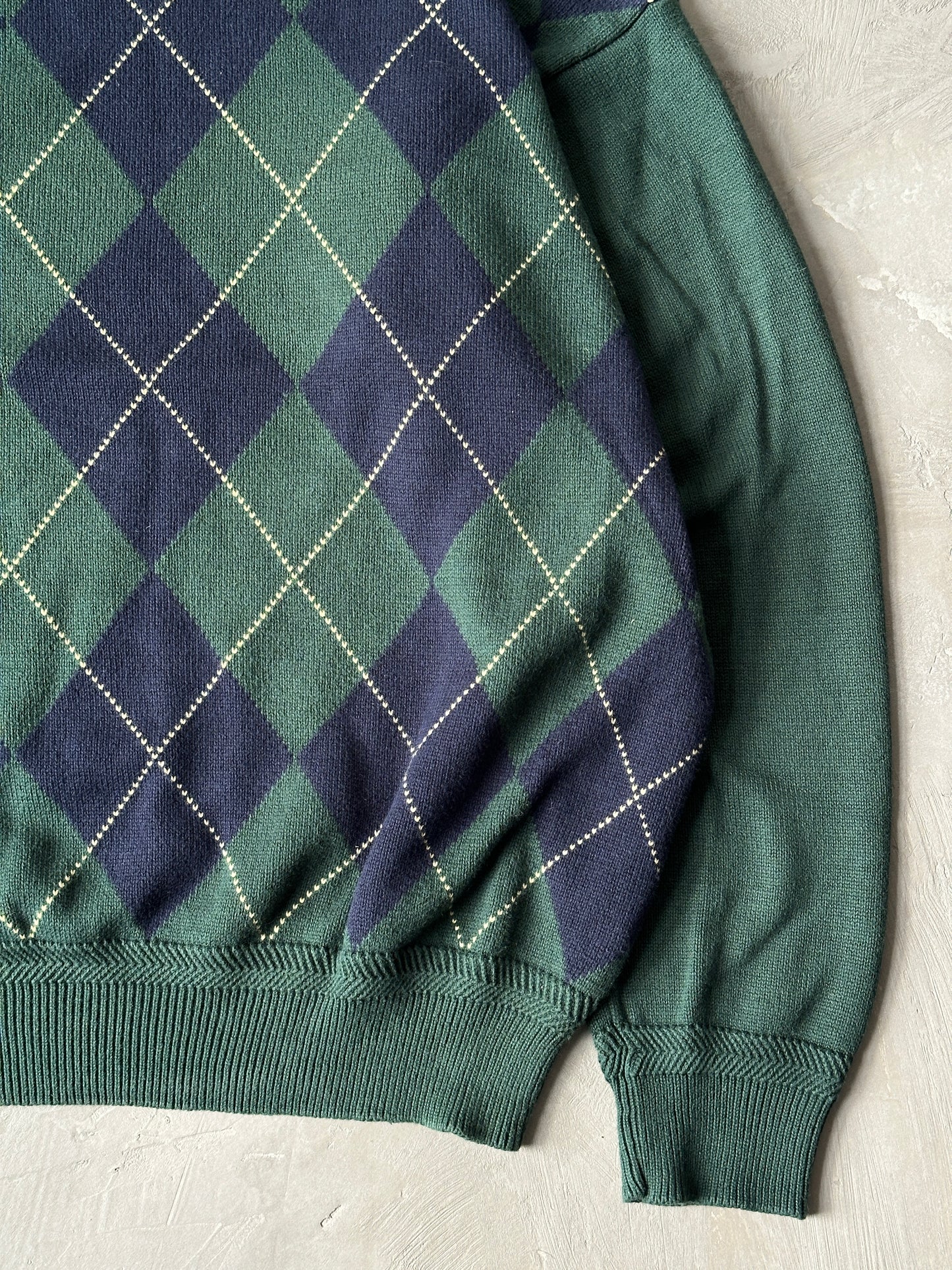 1990S - GREEN/NAVY SWEATER - XL