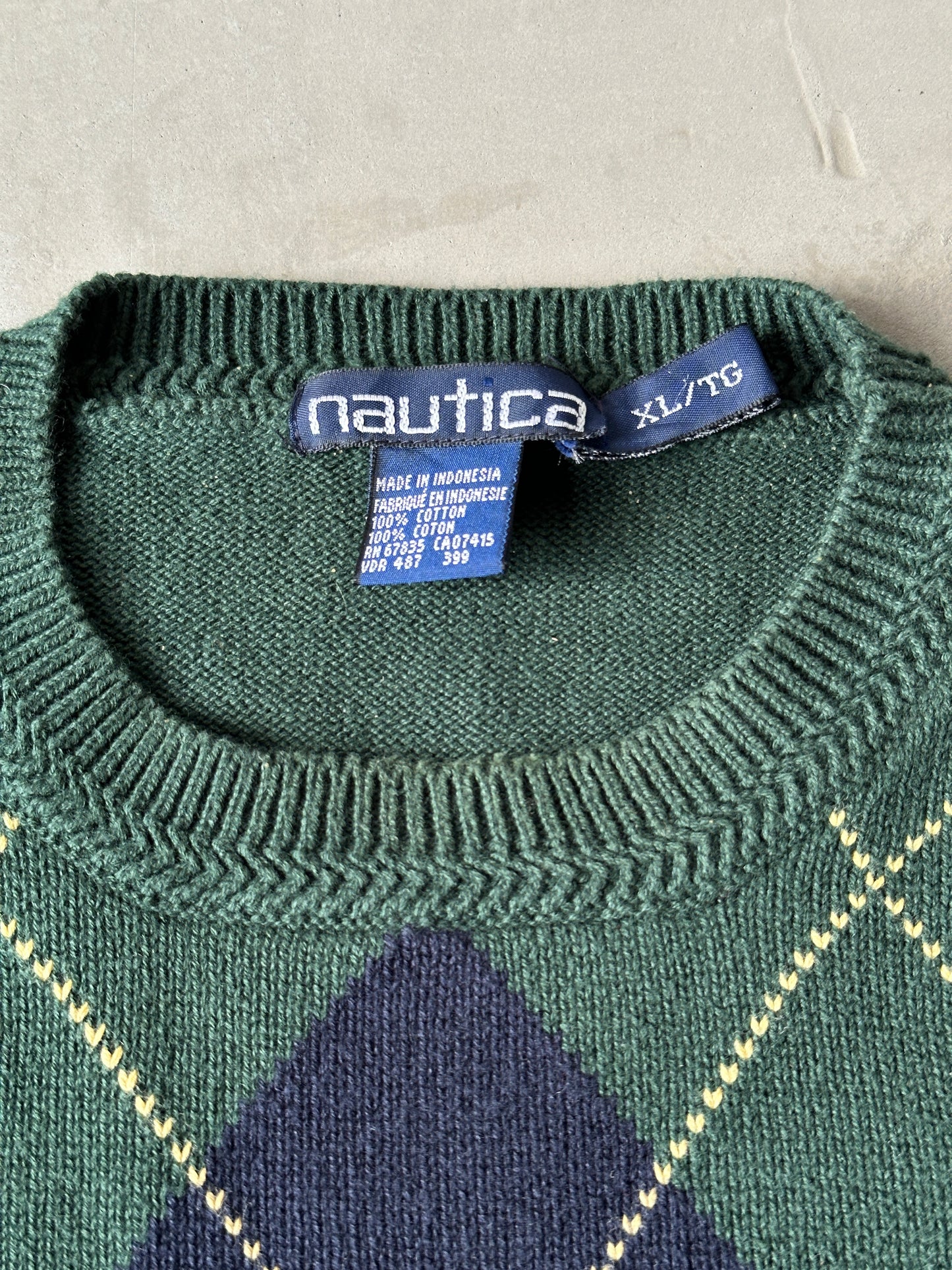 1990S - GREEN/NAVY SWEATER - XL
