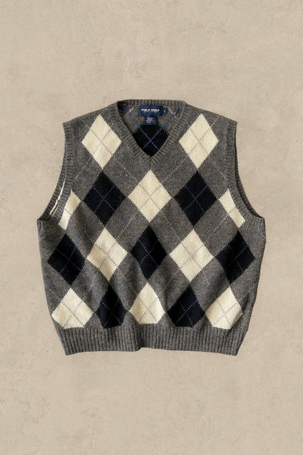 1990S - WHITE/BLACK POLO GOLF VEST - L