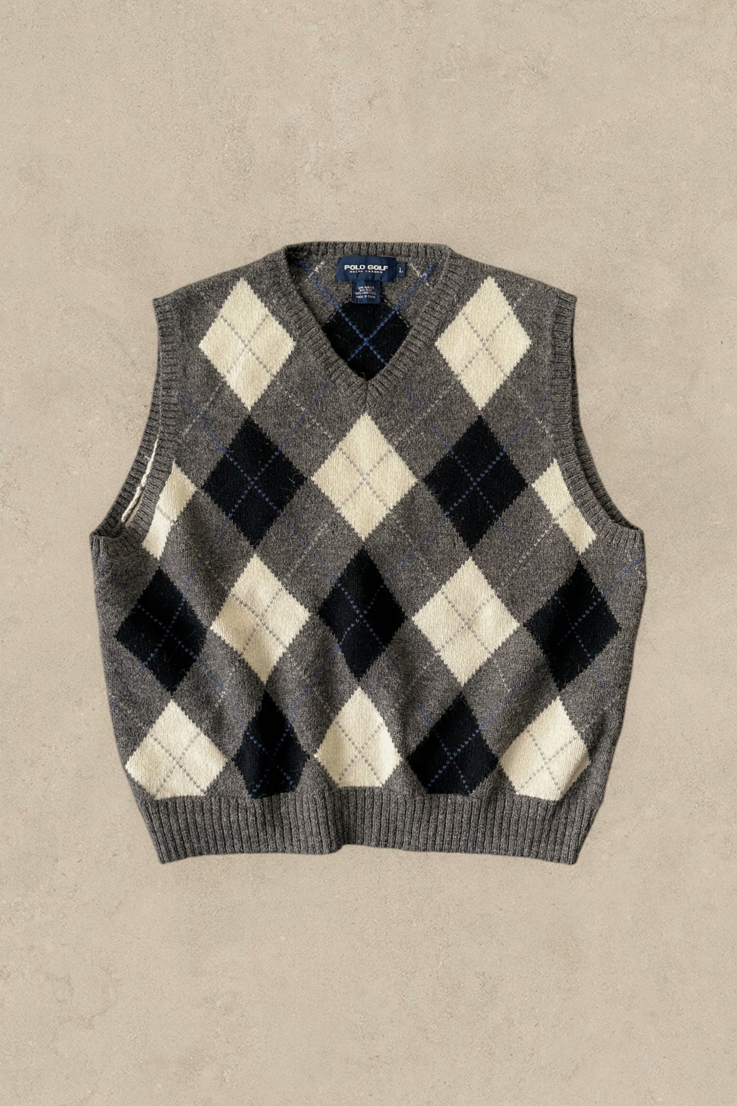 1990S - WHITE/BLACK POLO GOLF VEST - L