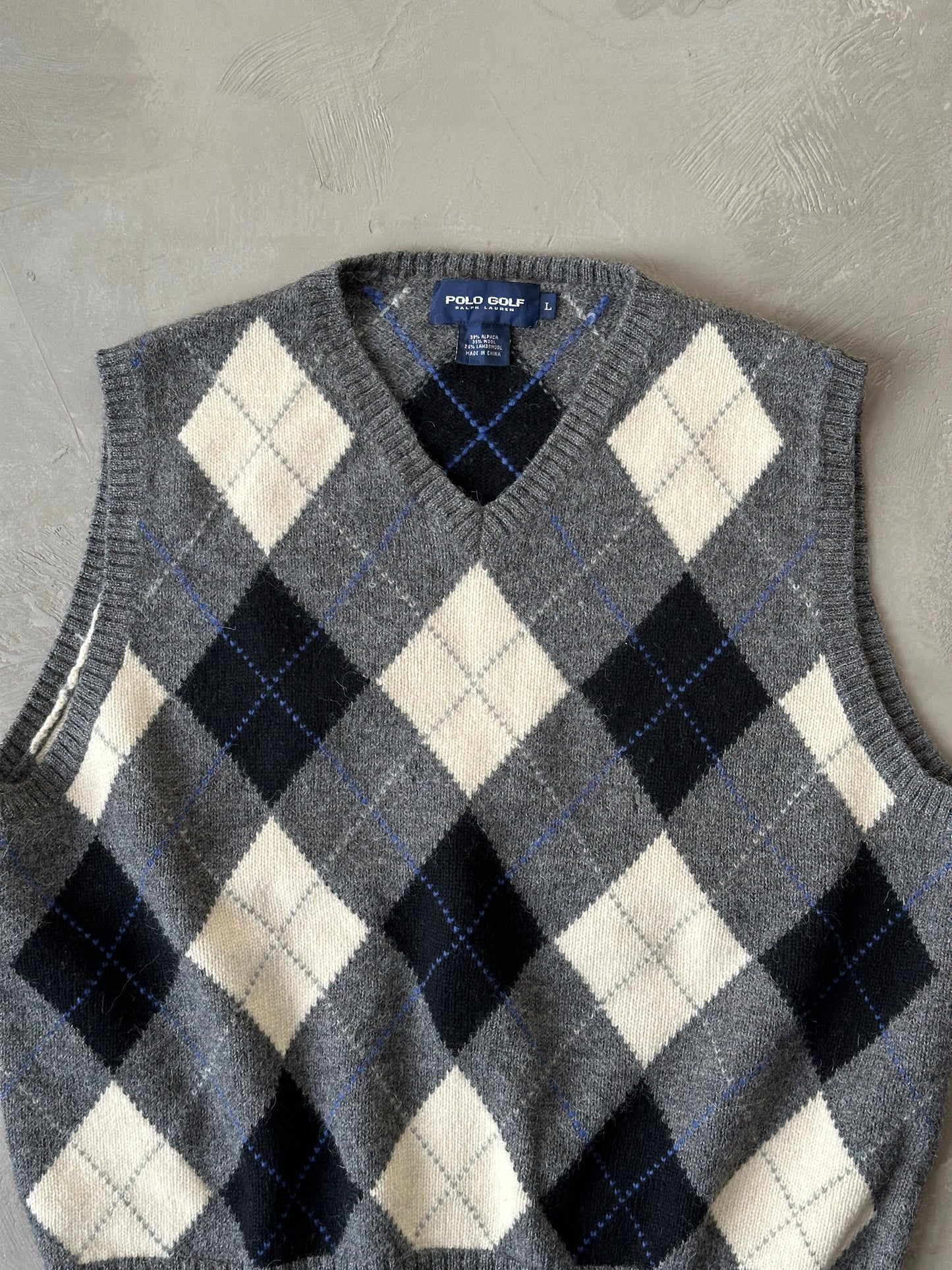 1990S - WHITE/BLACK POLO GOLF VEST - L