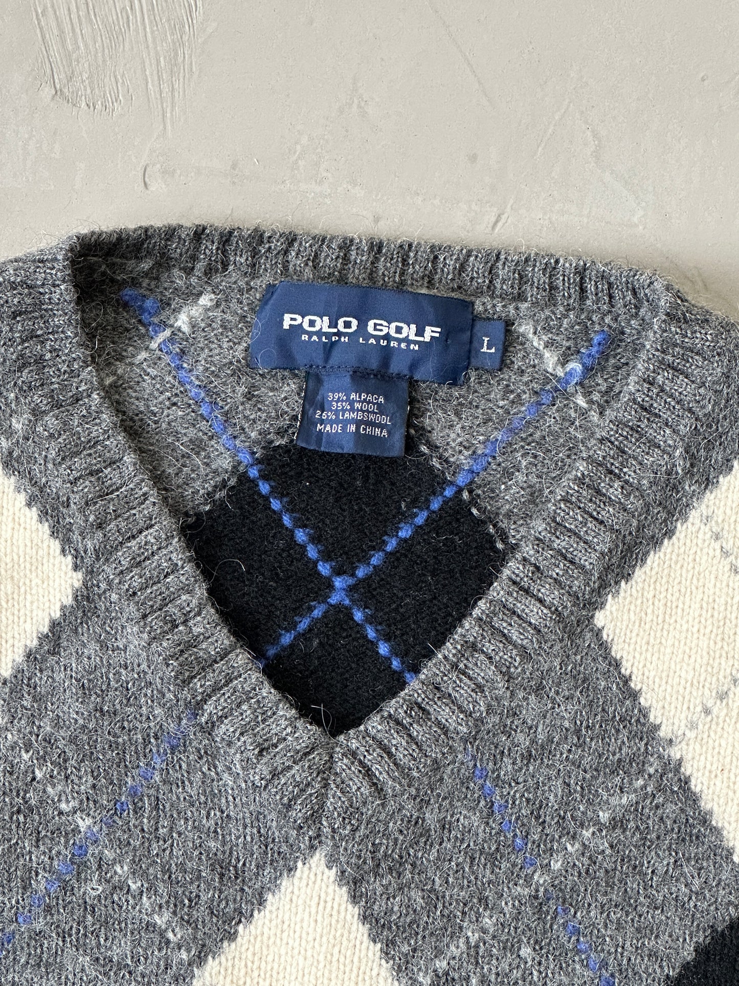 1990S - WHITE/BLACK POLO GOLF VEST - L