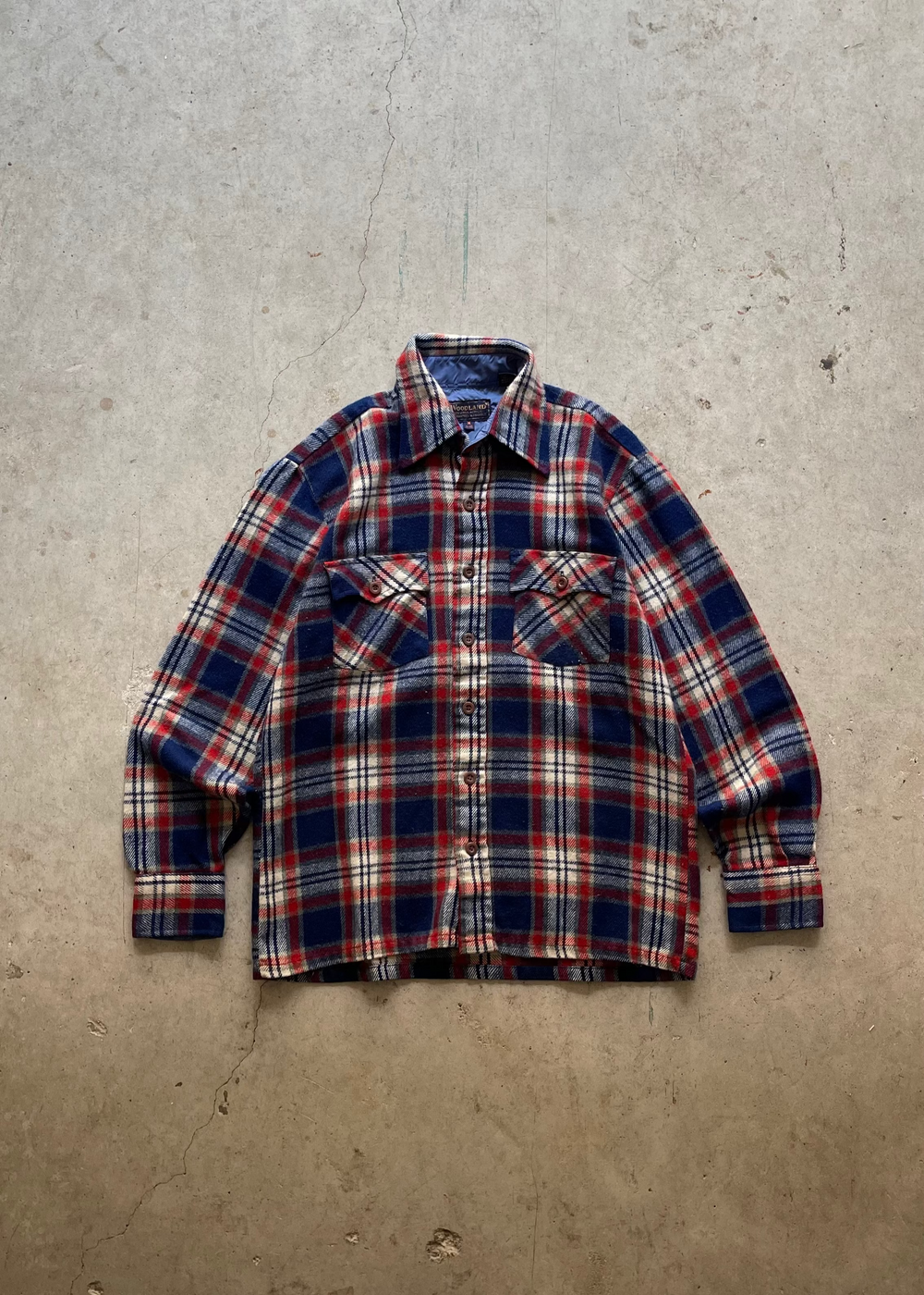 1990S PLAID BUTTON UP SHIRT RED/NAVY - M