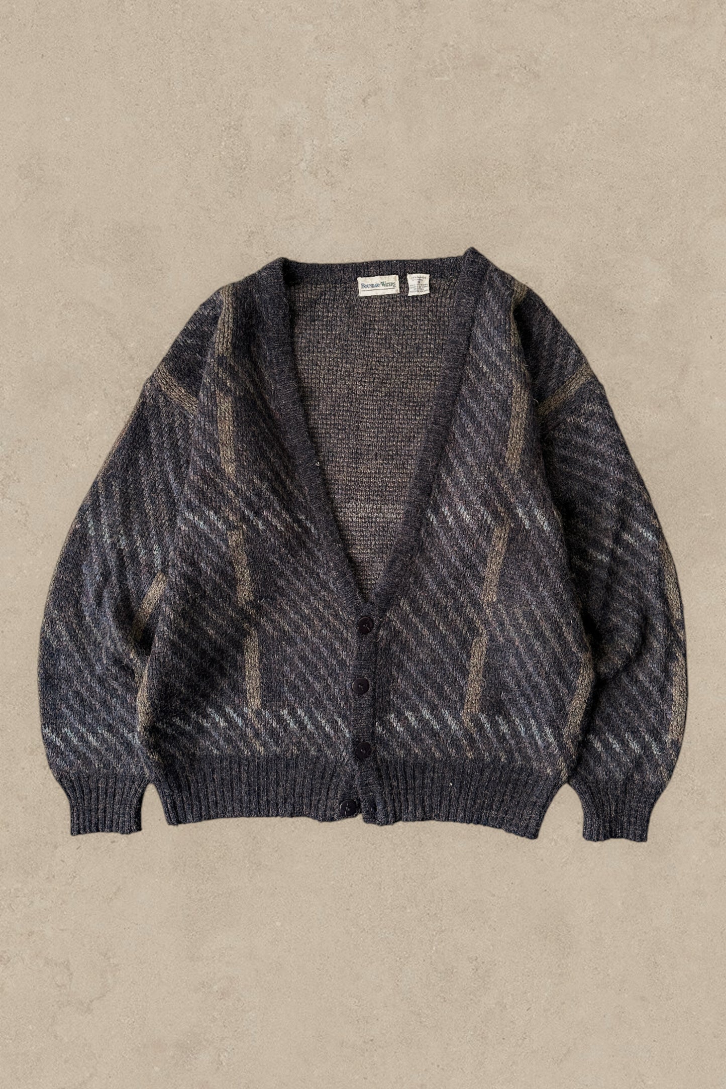 1990S - PURPLE/BROWN CARDIGAN SWEATER - M