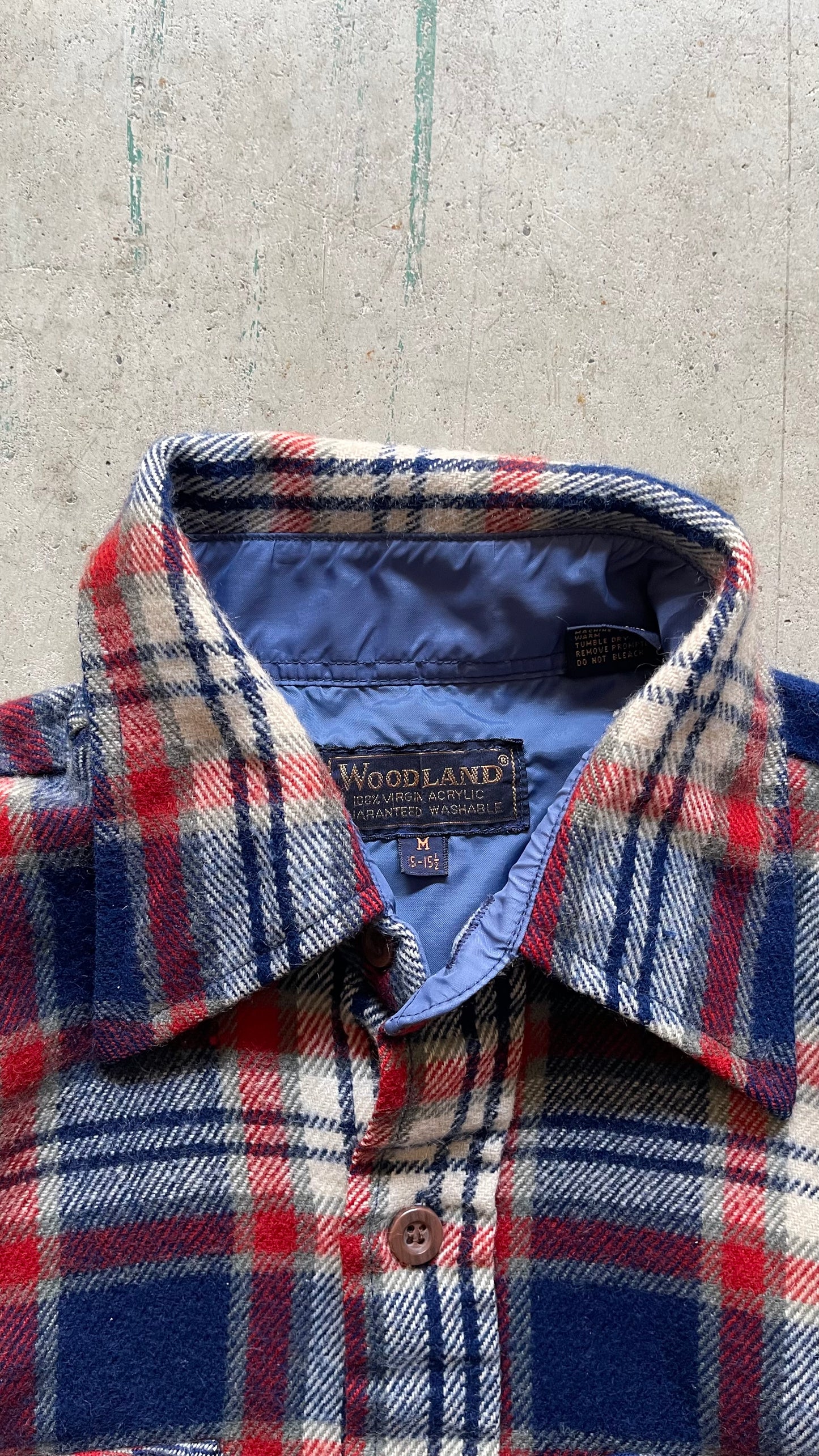 1990S PLAID BUTTON UP SHIRT RED/NAVY - M