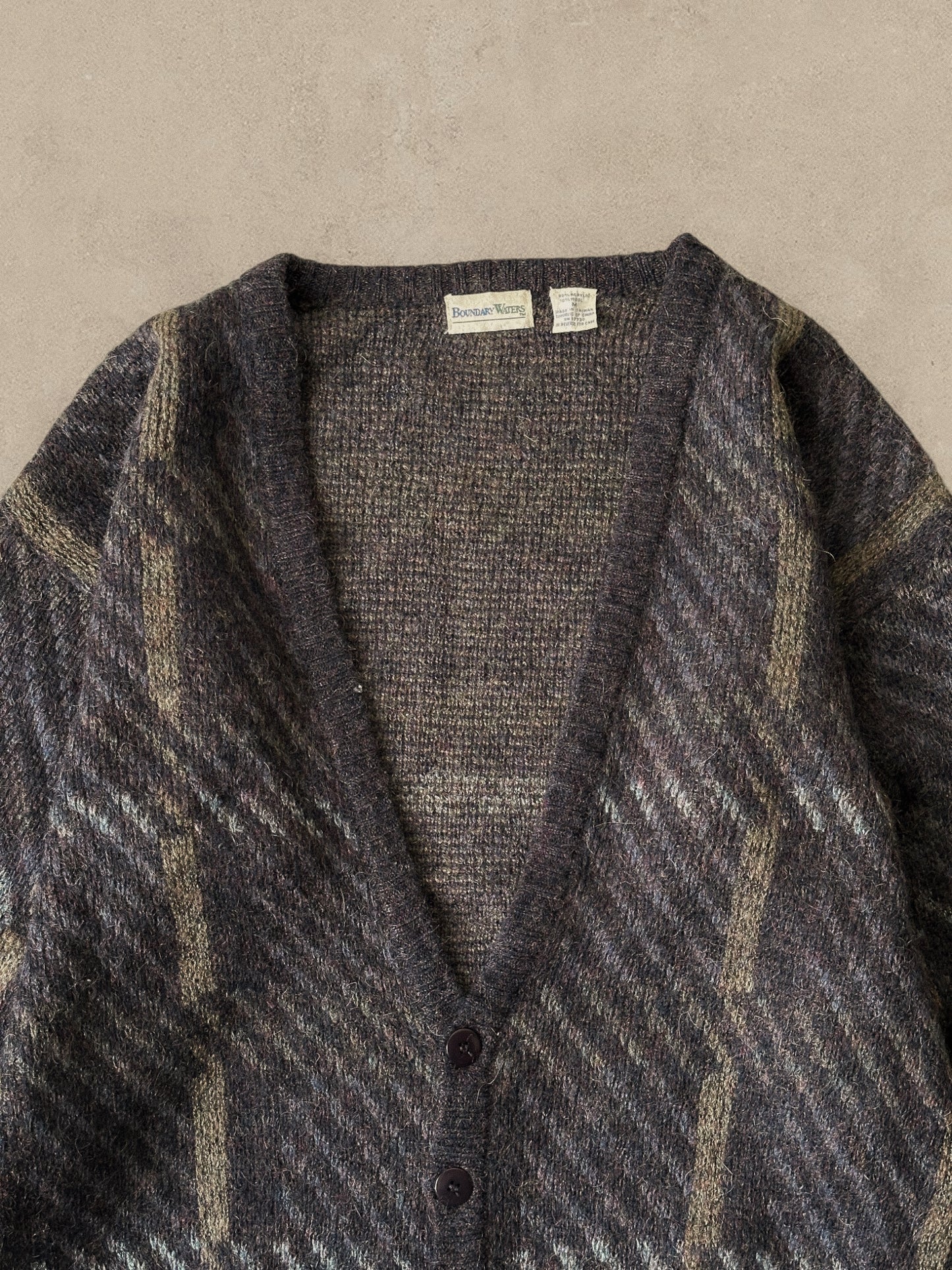 1990S - PURPLE/BROWN CARDIGAN SWEATER - M