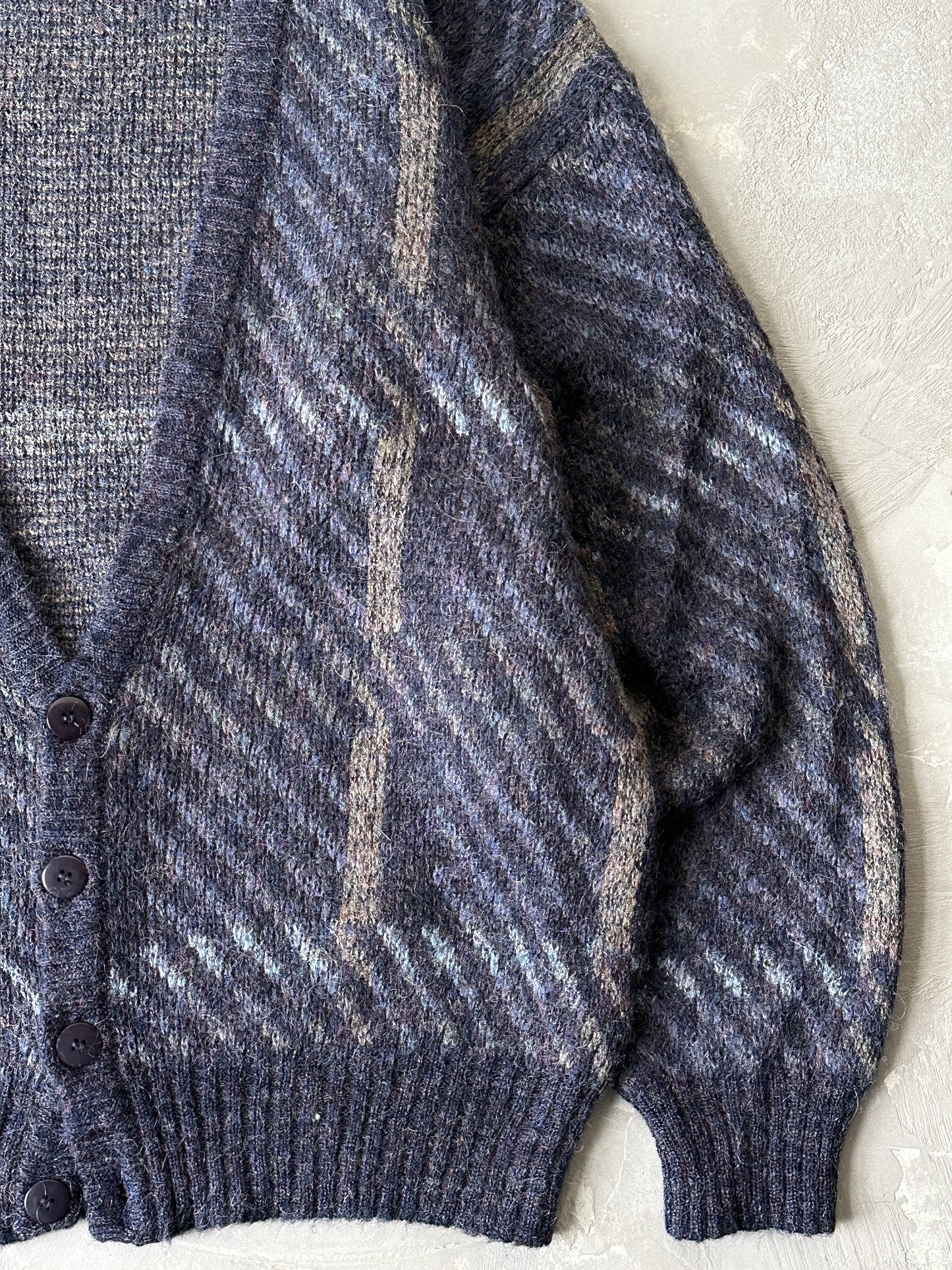 1990S - PURPLE/BROWN CARDIGAN SWEATER - M