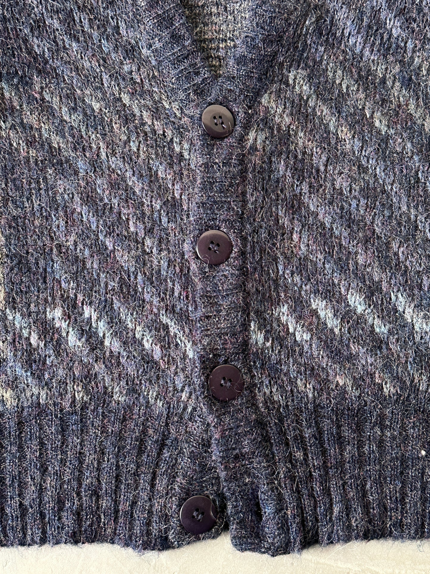 1990S - PURPLE/BROWN CARDIGAN SWEATER - M