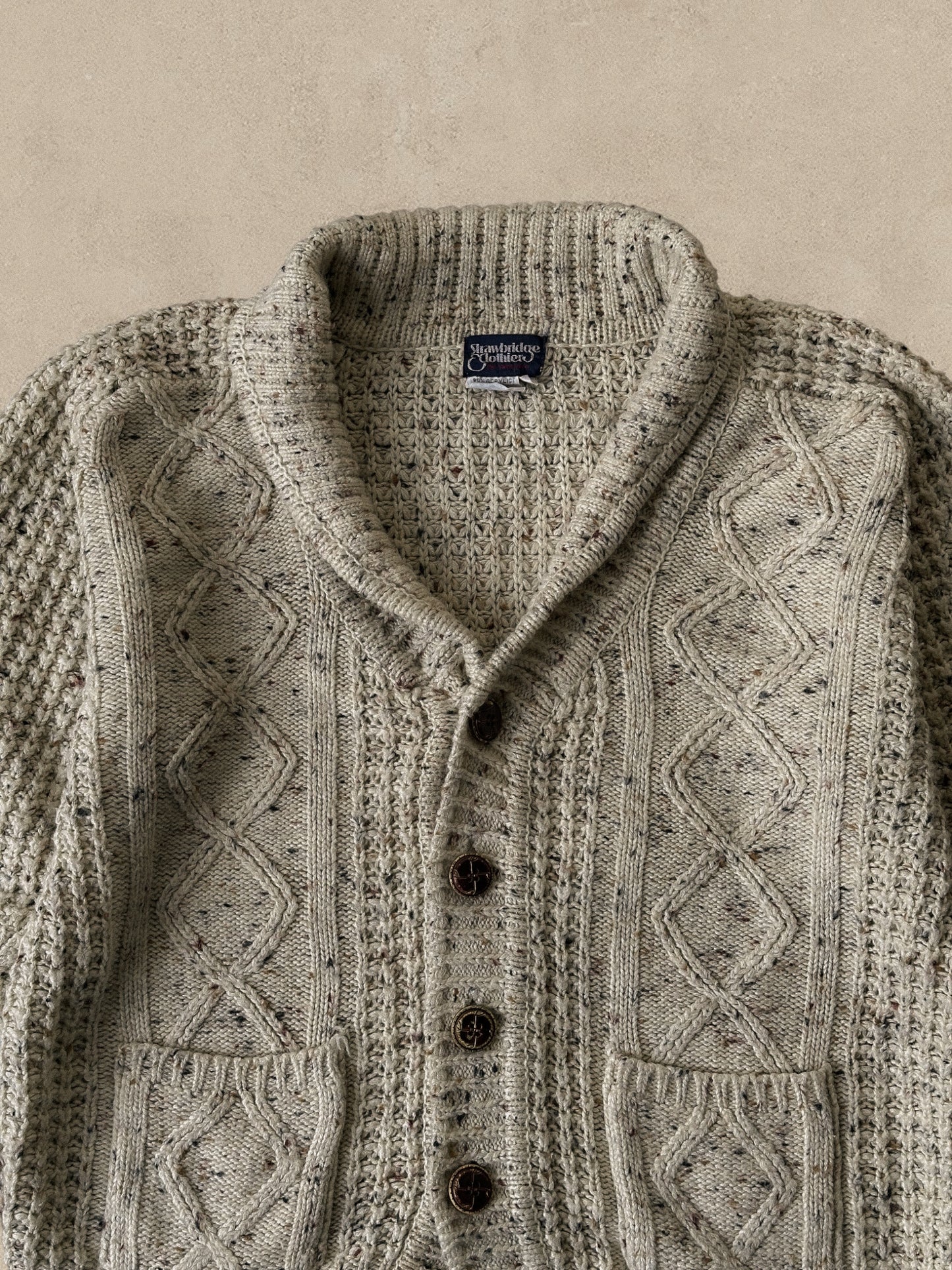 1990S - CREAM FISHERMANS WOOL SWEATER - L (W)