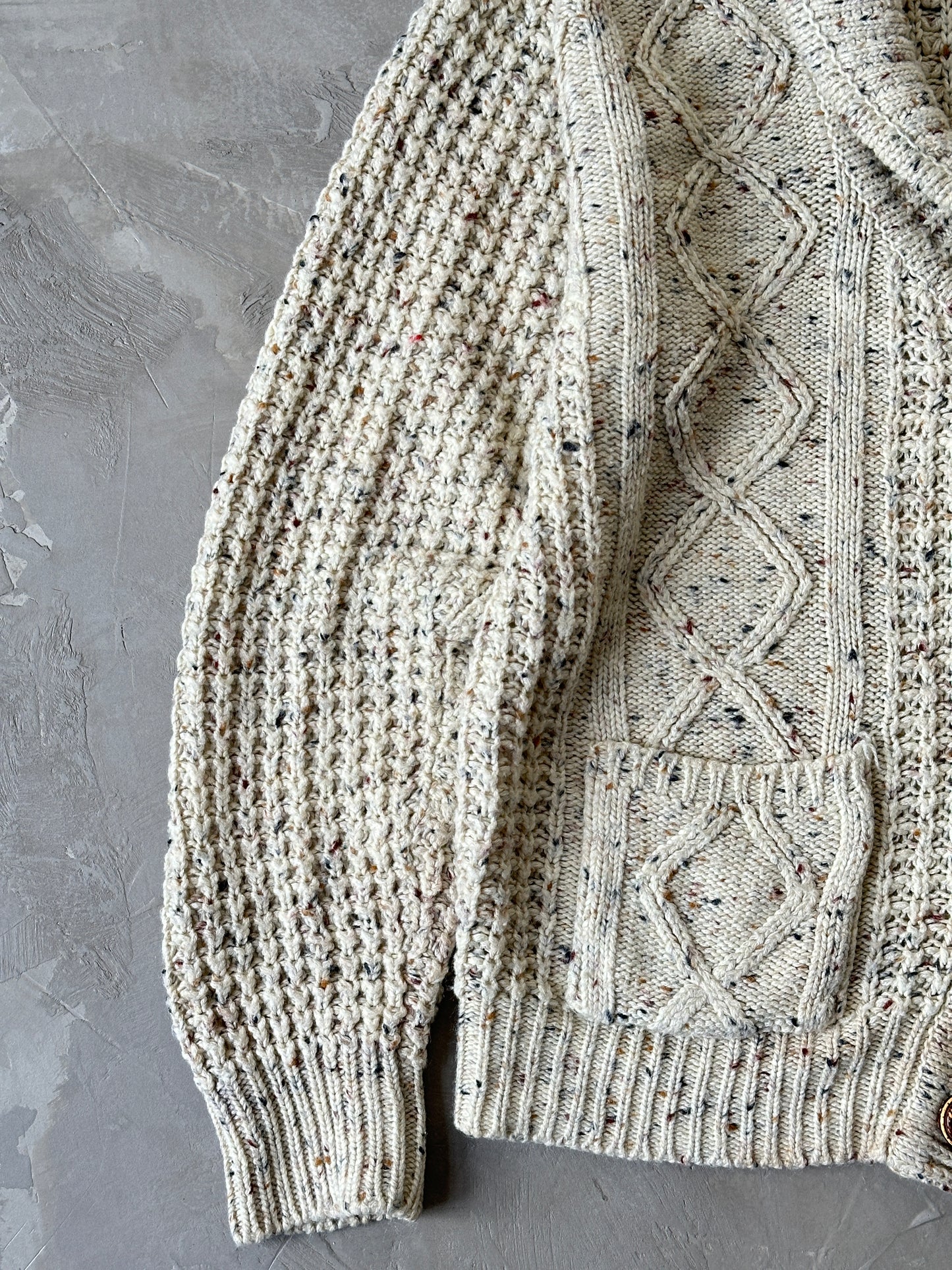 1990S - CREAM FISHERMANS WOOL SWEATER - L (W)