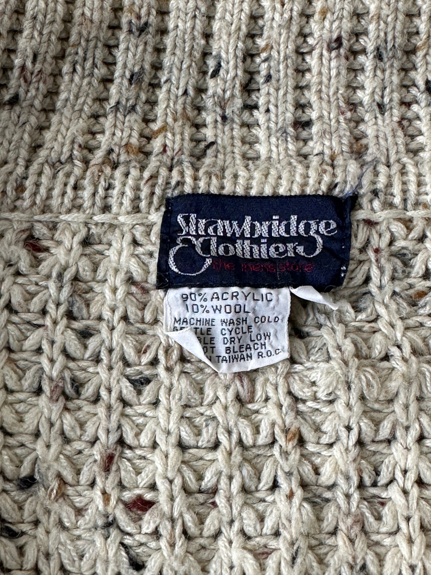 1990S - CREAM FISHERMANS WOOL SWEATER - L (W)