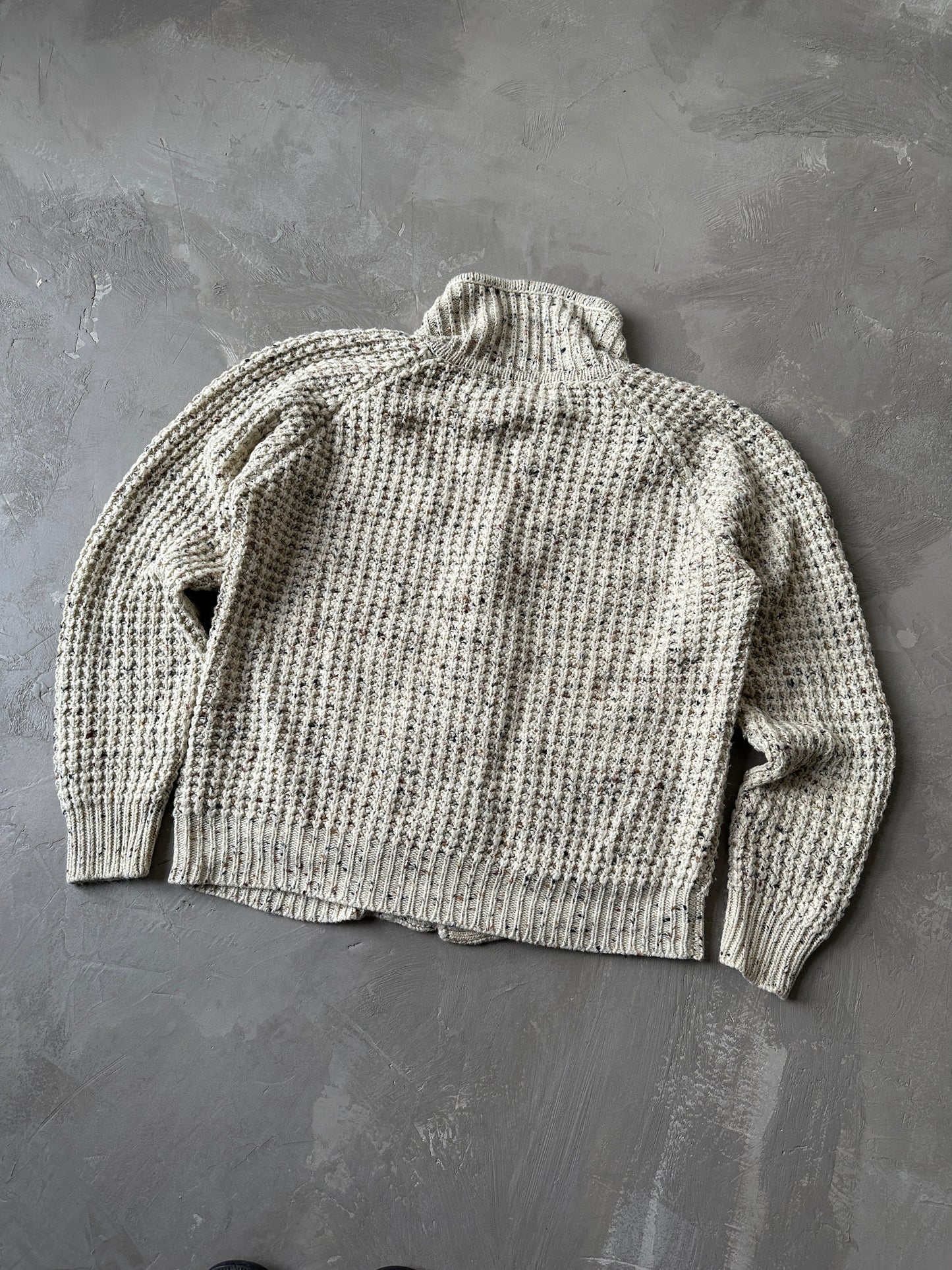 1990S - CREAM FISHERMANS WOOL SWEATER - L (W)