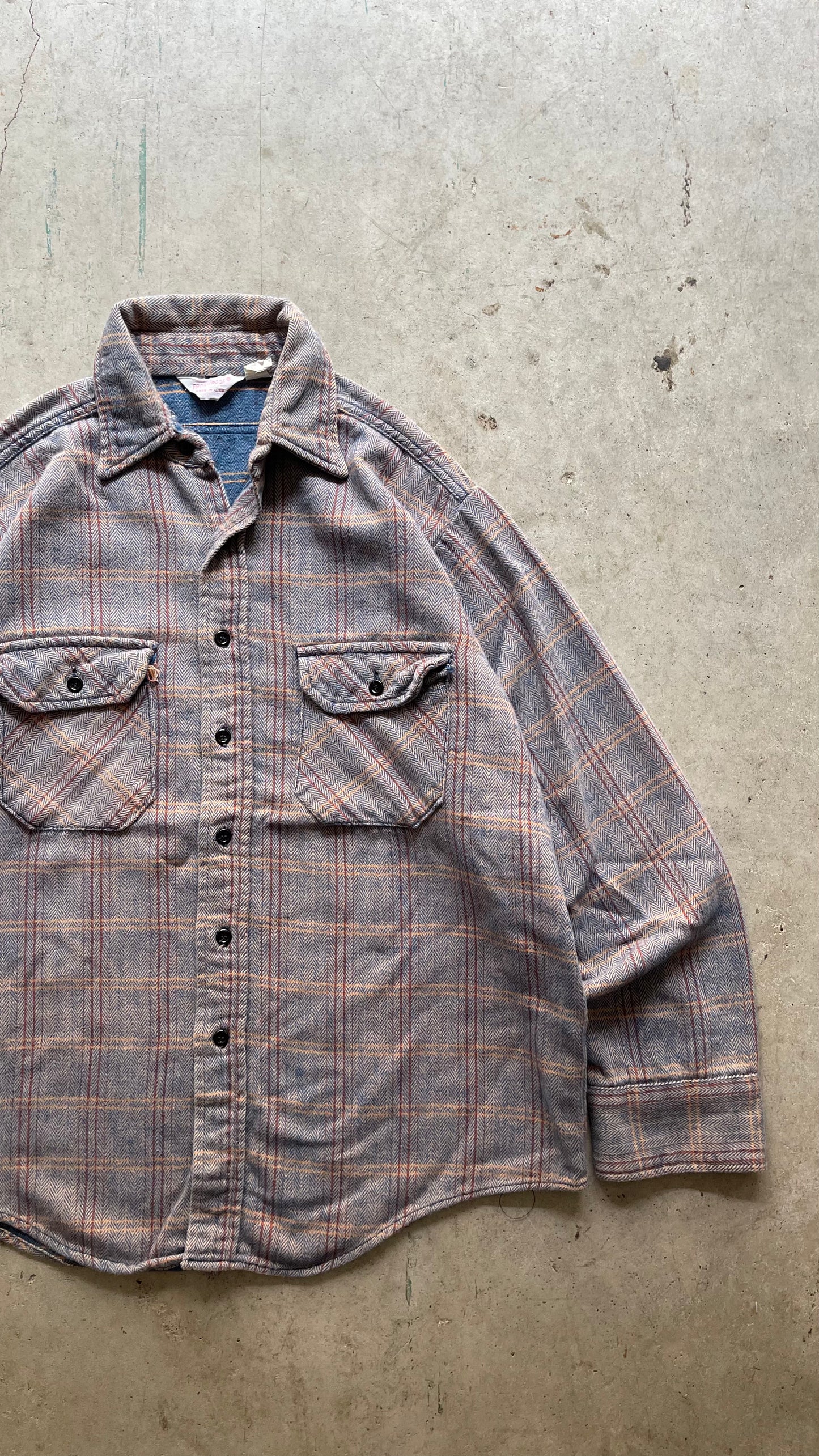 1990S PLAID BUTTON UP SHIRT GREY - L