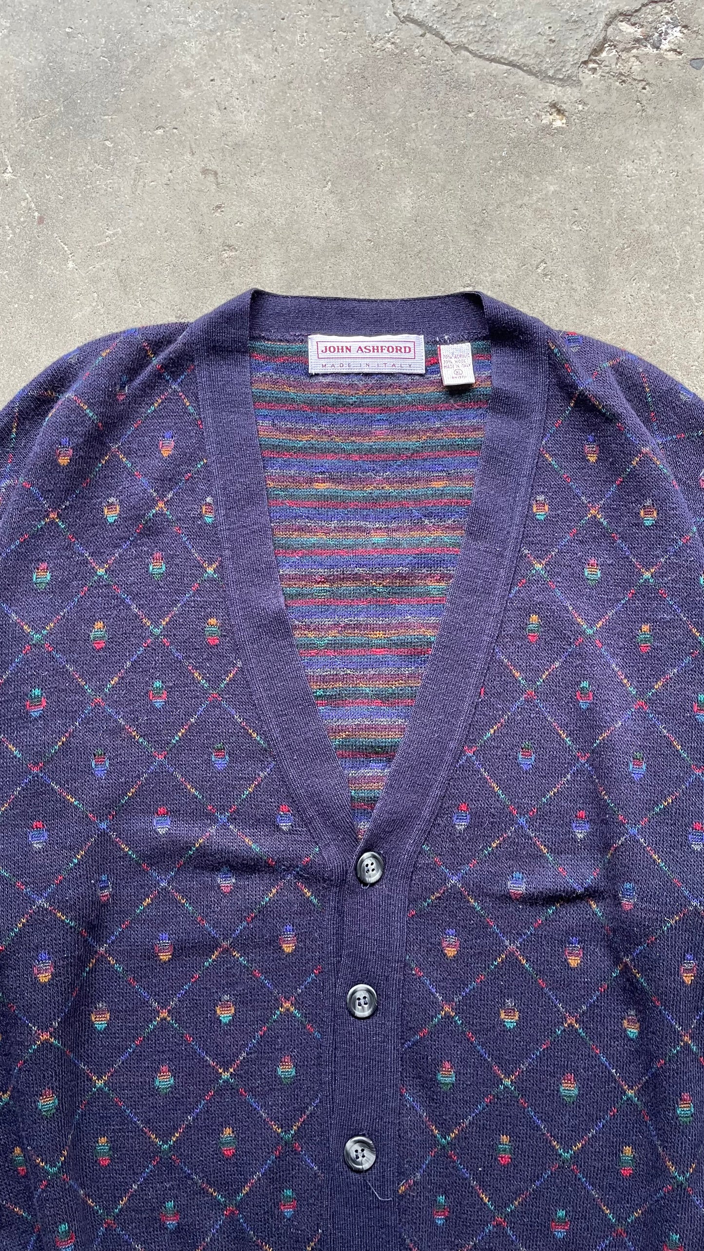 1990S JOHN ASHFORD CARDIGAN SWEATER - XL