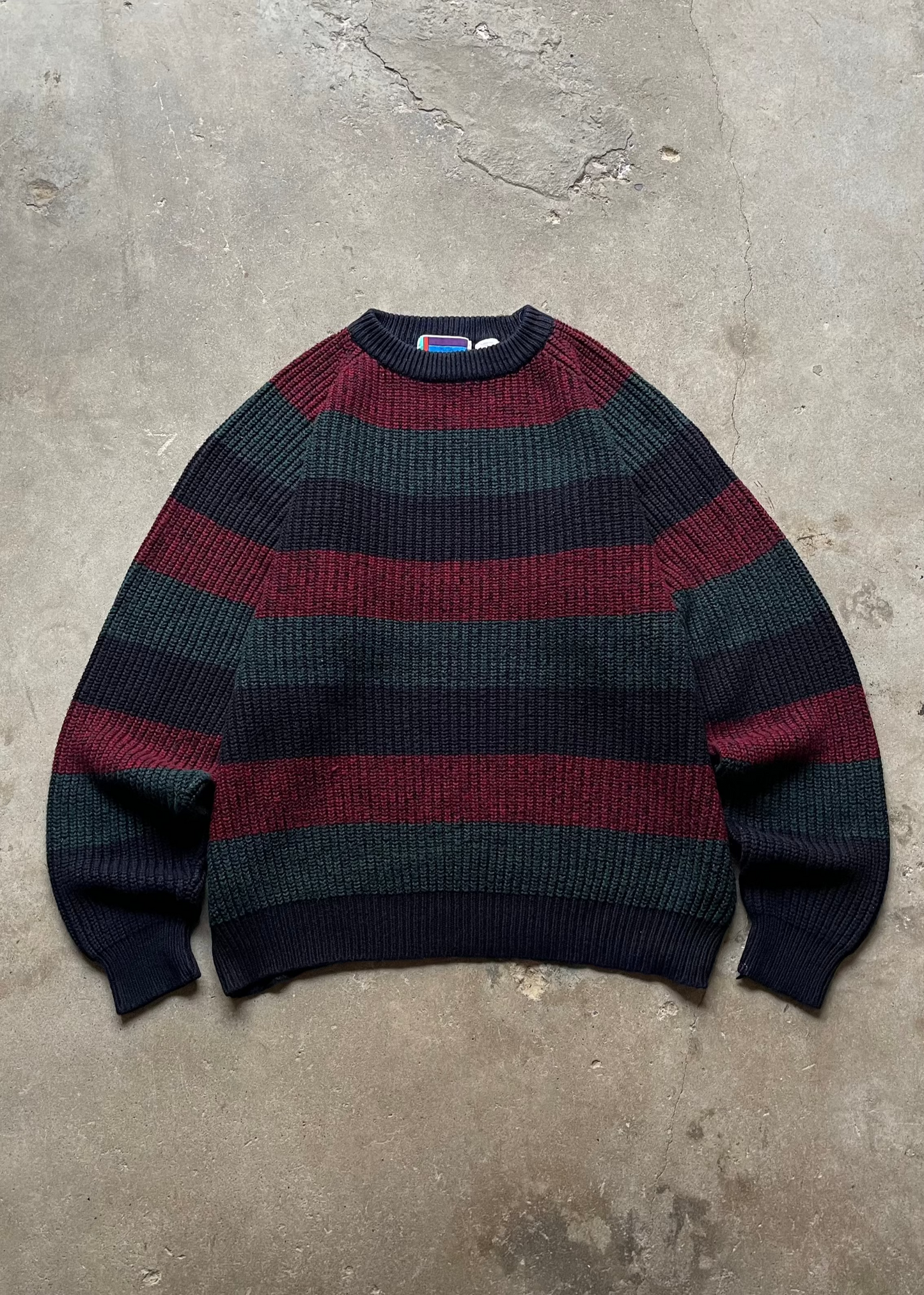 1990S STRIPED KNIT SWEATER RED/NAVY - XL