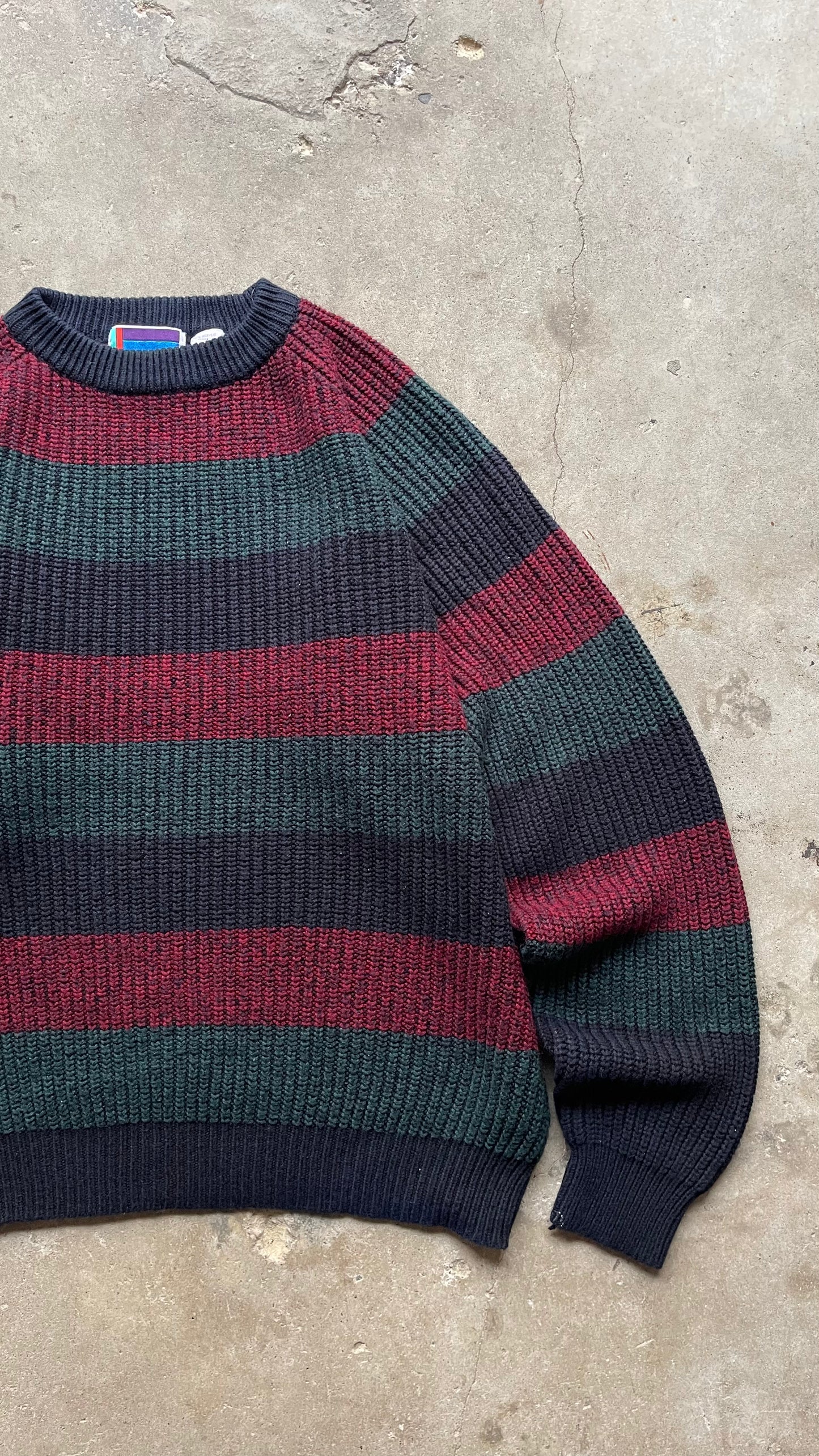 1990S STRIPED KNIT SWEATER RED/NAVY - XL
