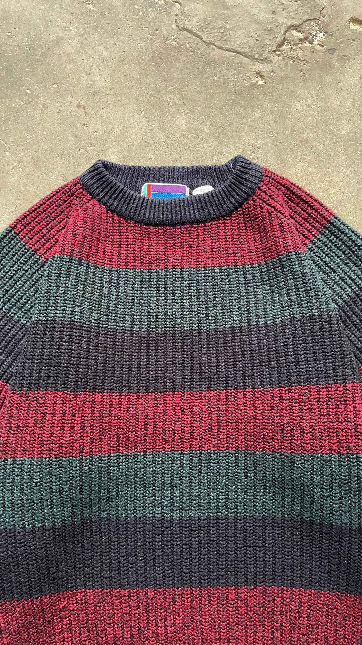 1990S STRIPED KNIT SWEATER RED/NAVY - XL