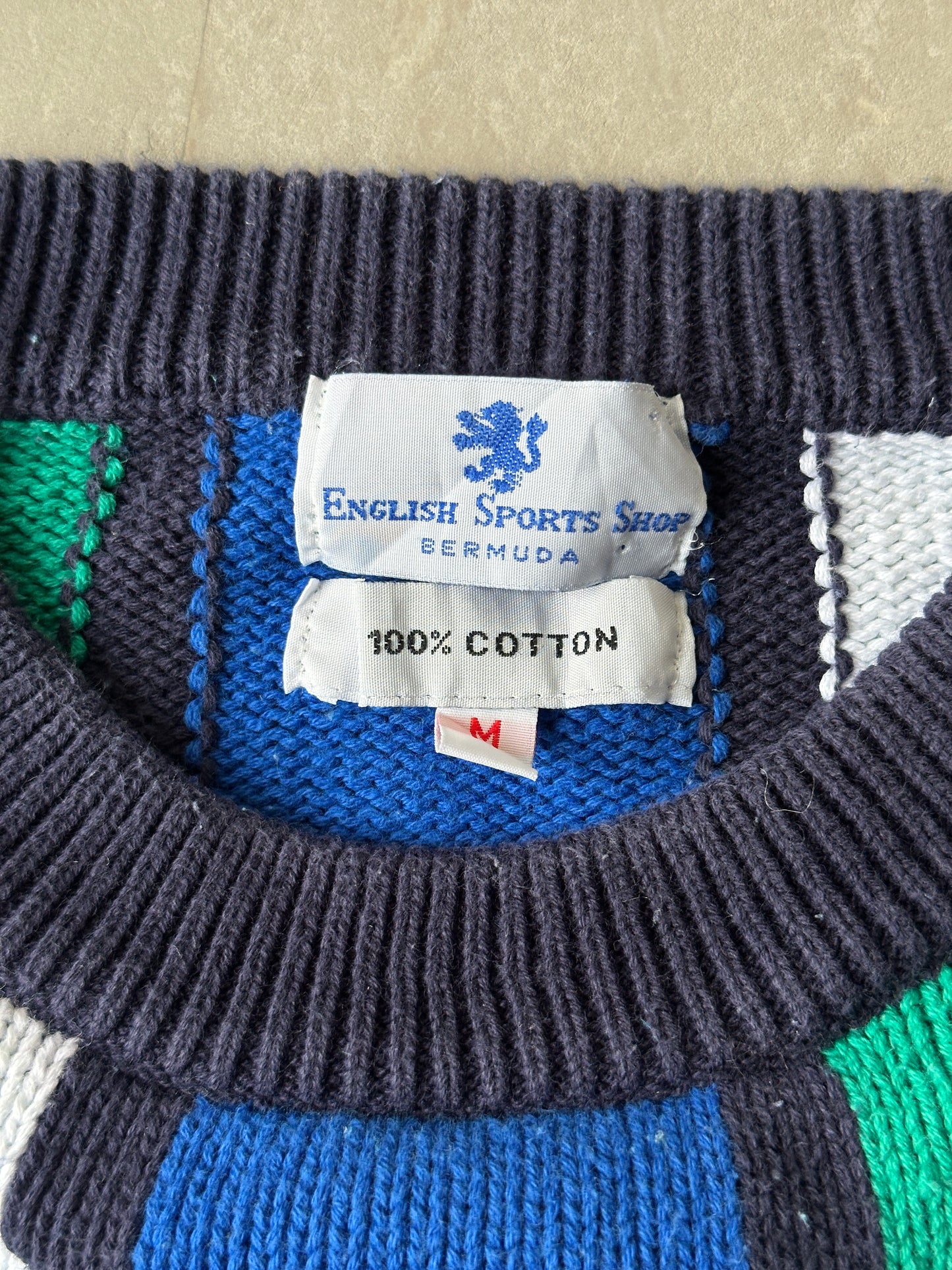 1990S - BLUE/GREEN SWEATER - M