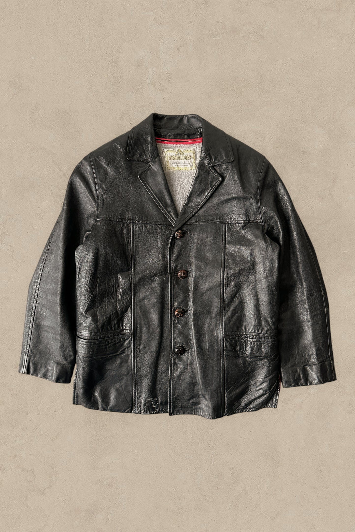 1990S - BLACK LEATHER COAT JACKET - M