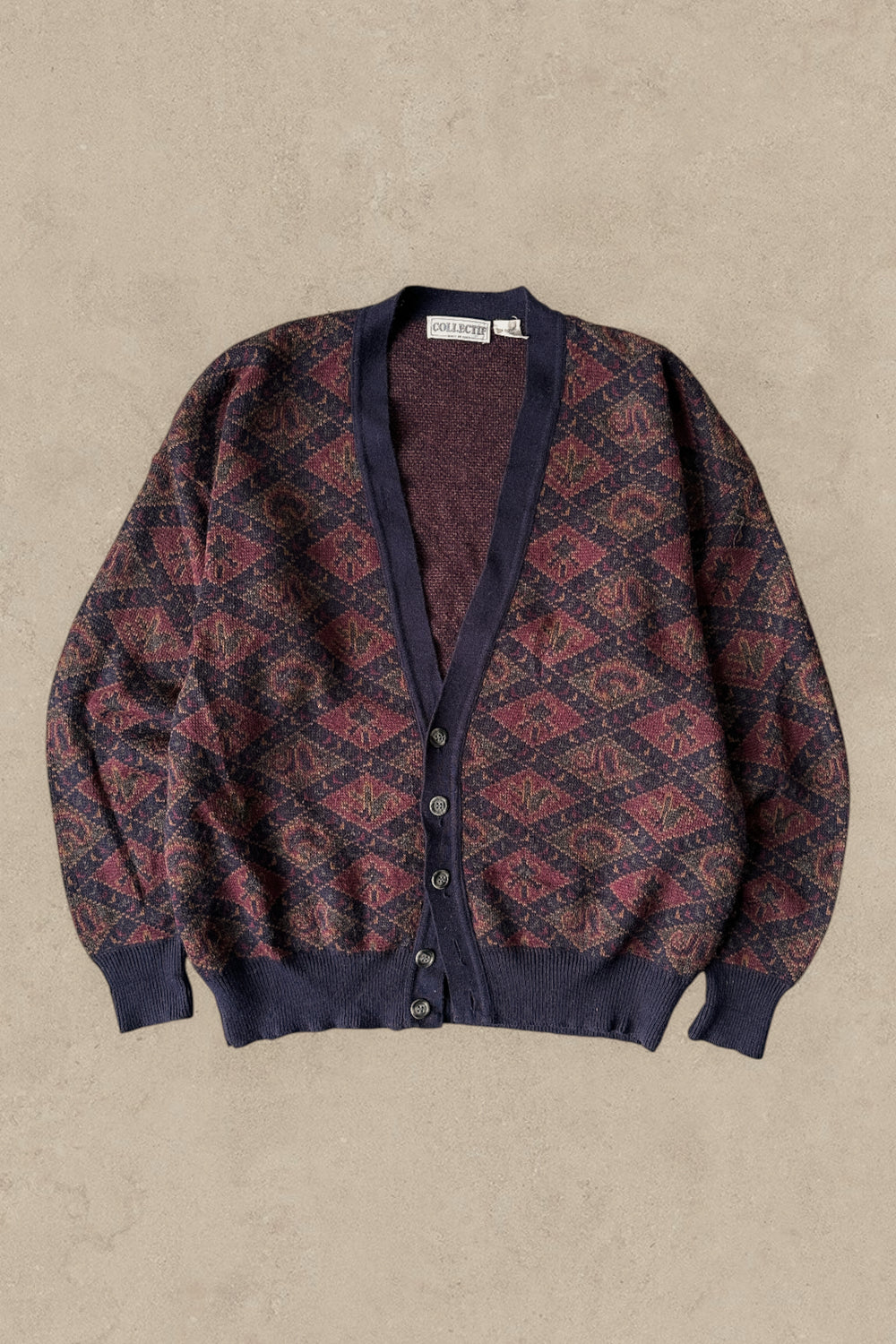 1990S - PURPLE CARDIGAN - L