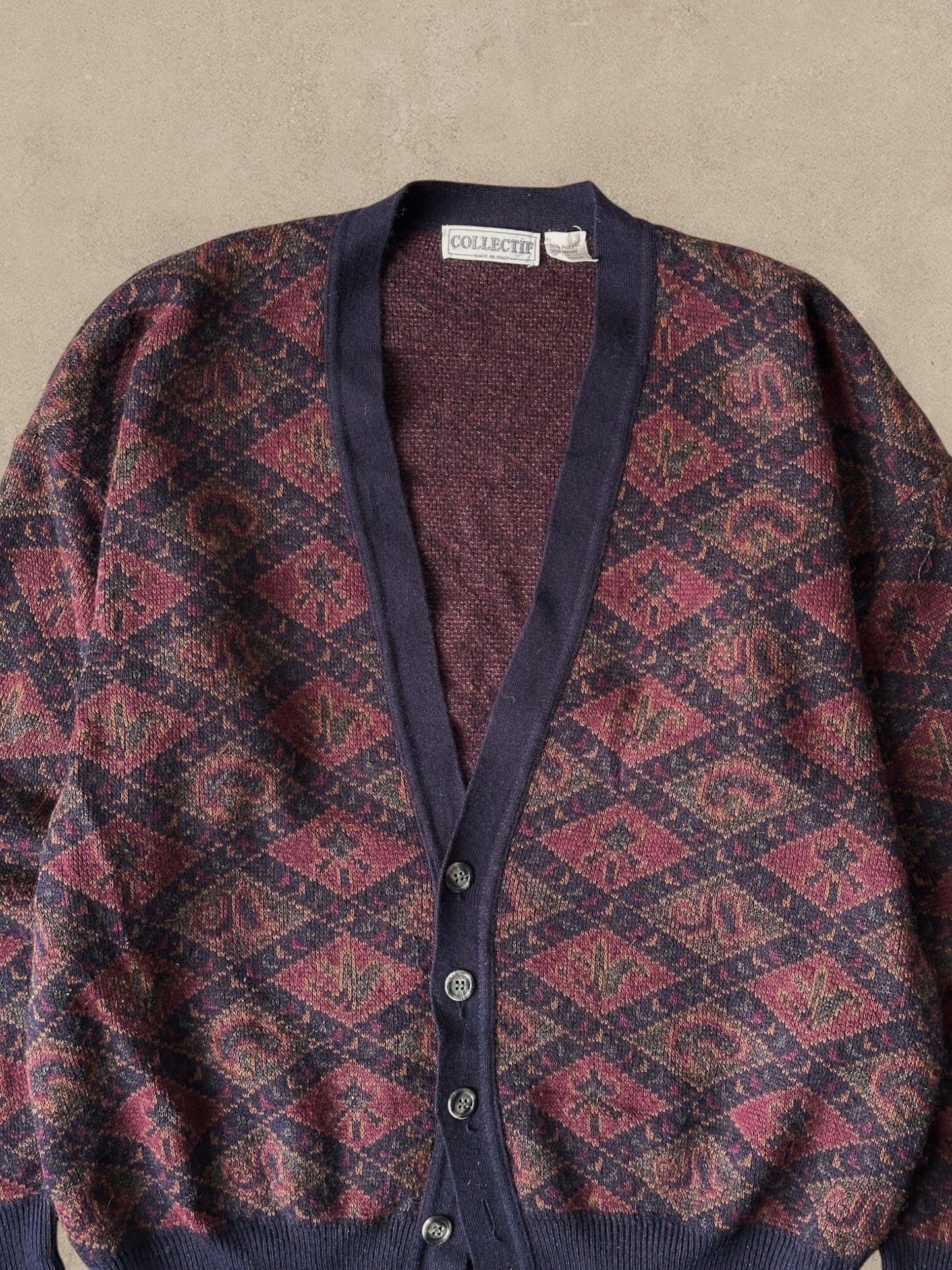 1990S - PURPLE CARDIGAN - L