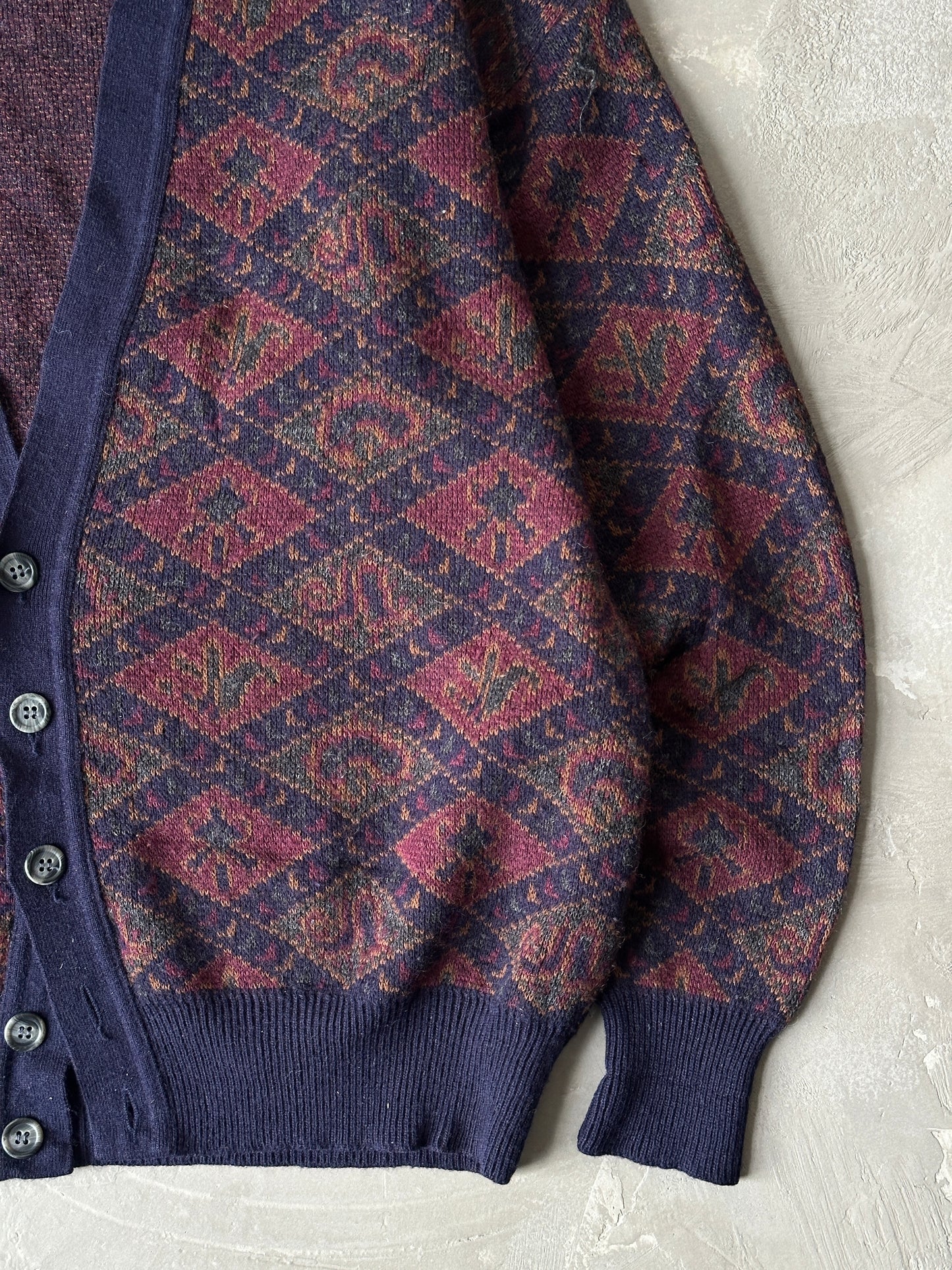 1990S - PURPLE CARDIGAN - L