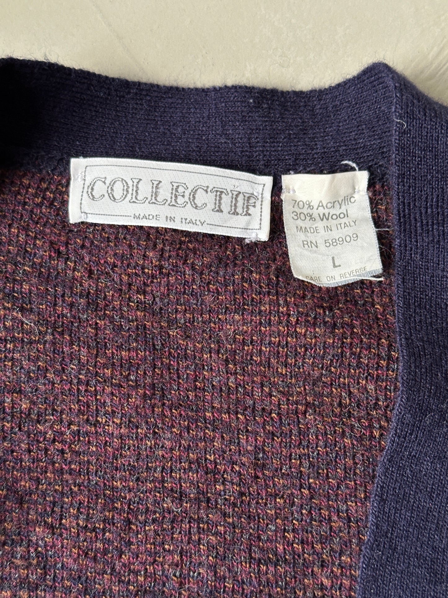 1990S - PURPLE CARDIGAN - L