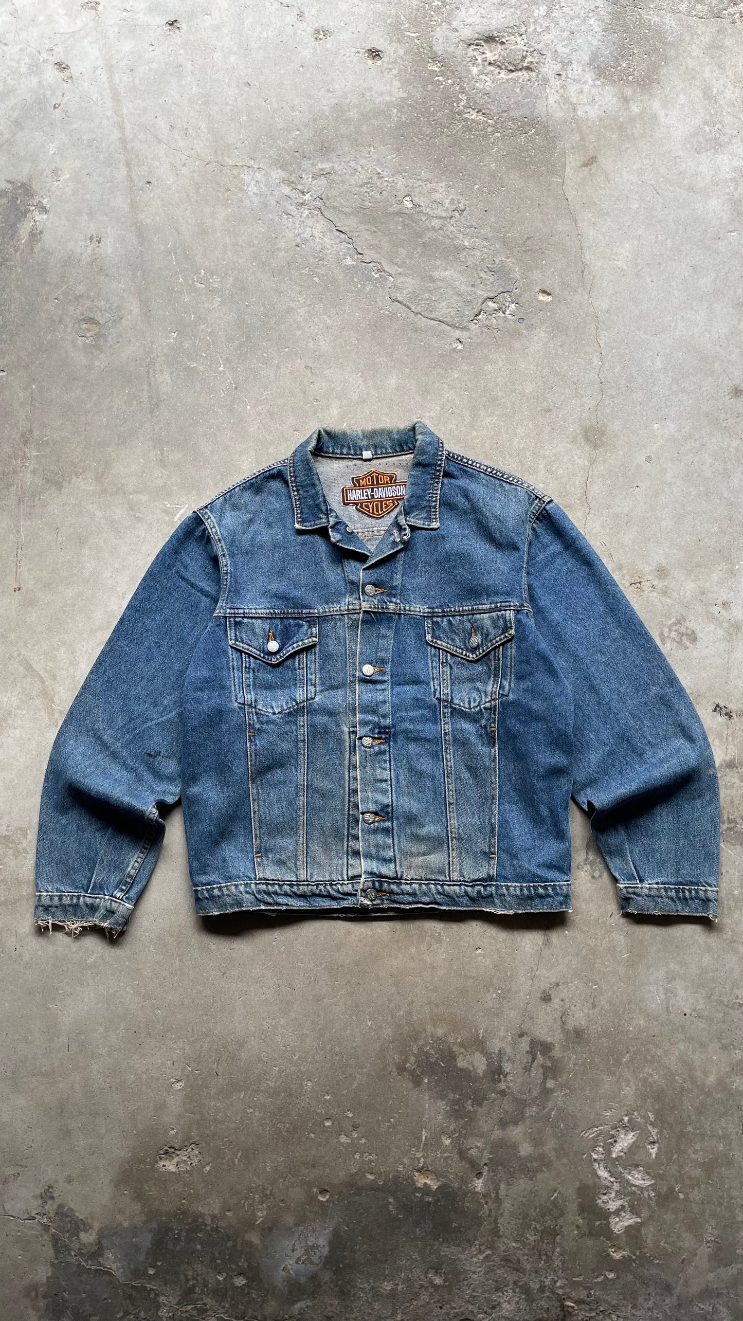 1990S HARLEY DAVIDSON DENIM JACKET - XL