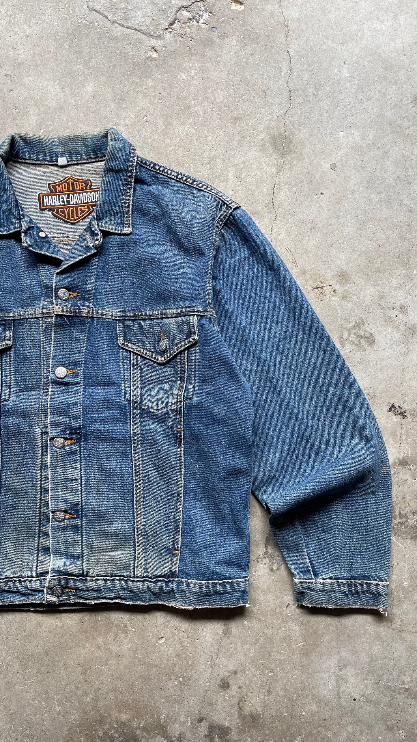 1990S HARLEY DAVIDSON DENIM JACKET - XL