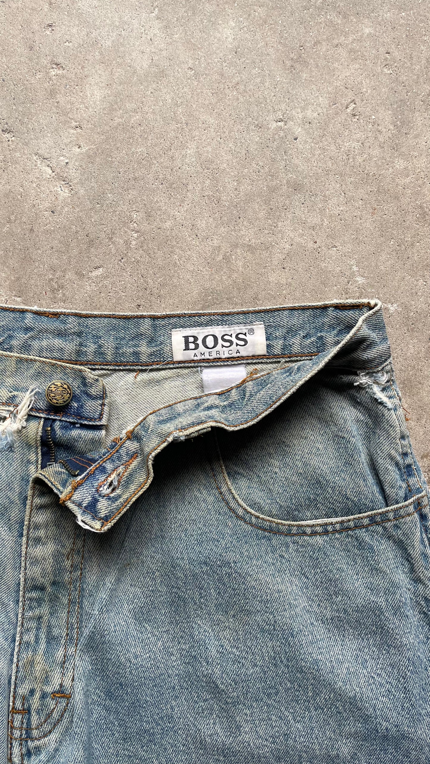 1990S BOSS USA CARPENTER DENIM SHORTS - 34X16