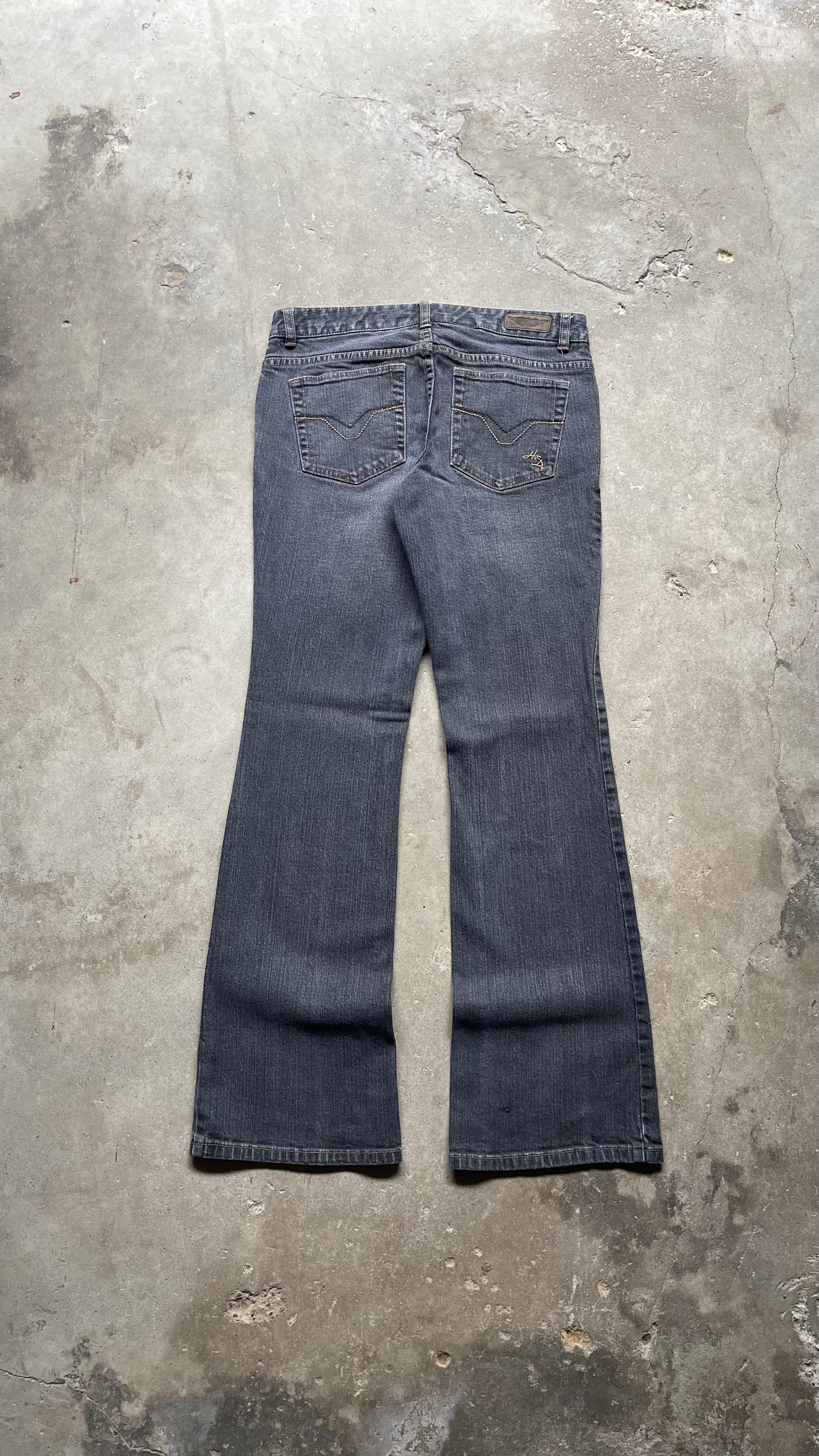 2000S HARLEY DAVIDSON BOOTCUT FADED BLACK JEANS - 30 x 32