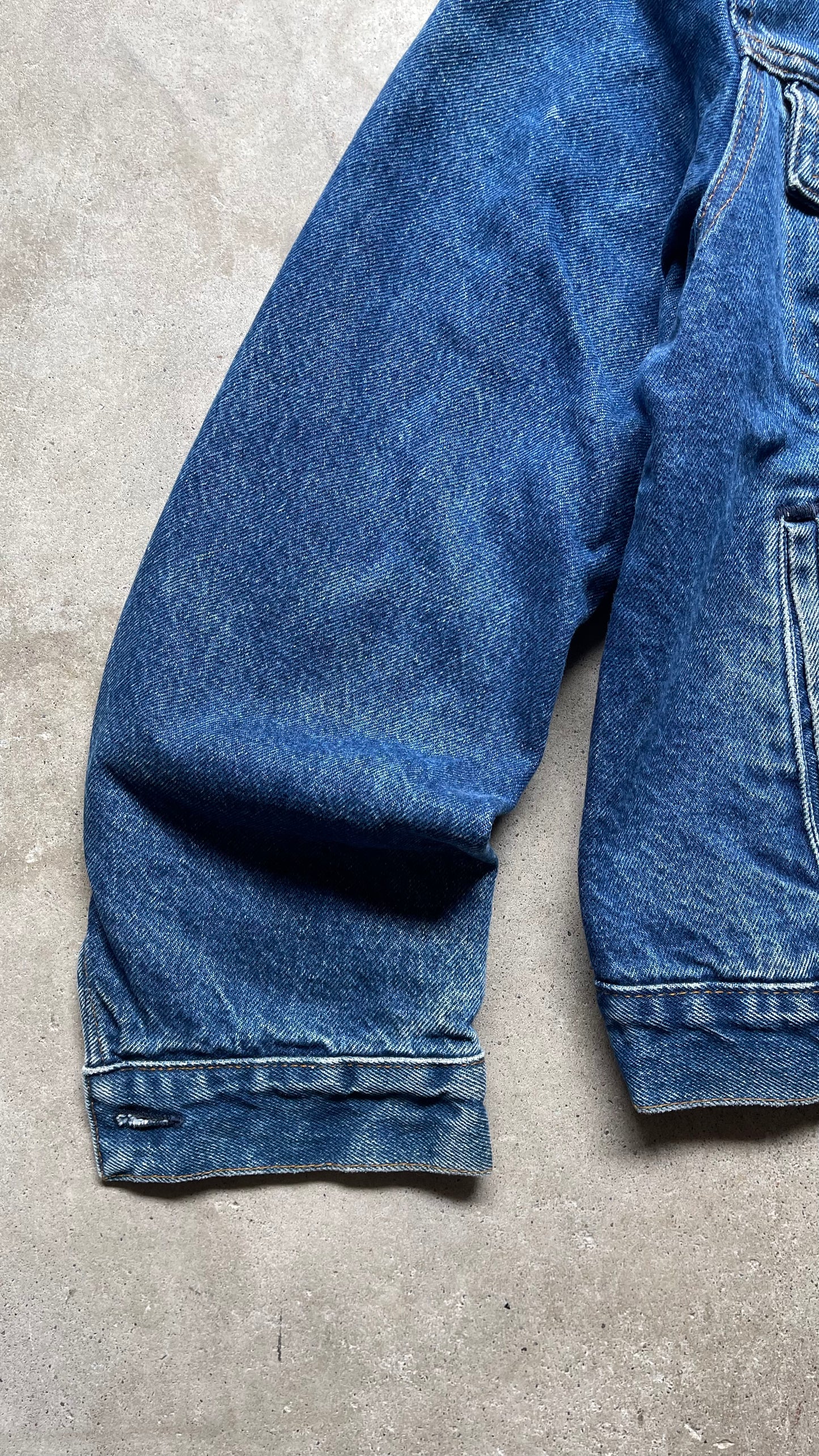 1990S TRUCKER LINED DENIM JACKET - L