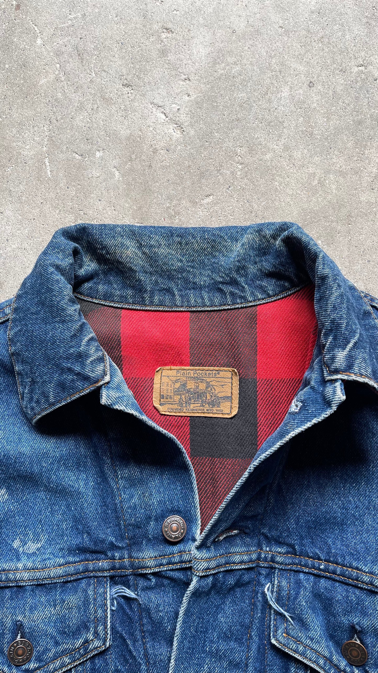 1990S TRUCKER LINED DENIM JACKET - L
