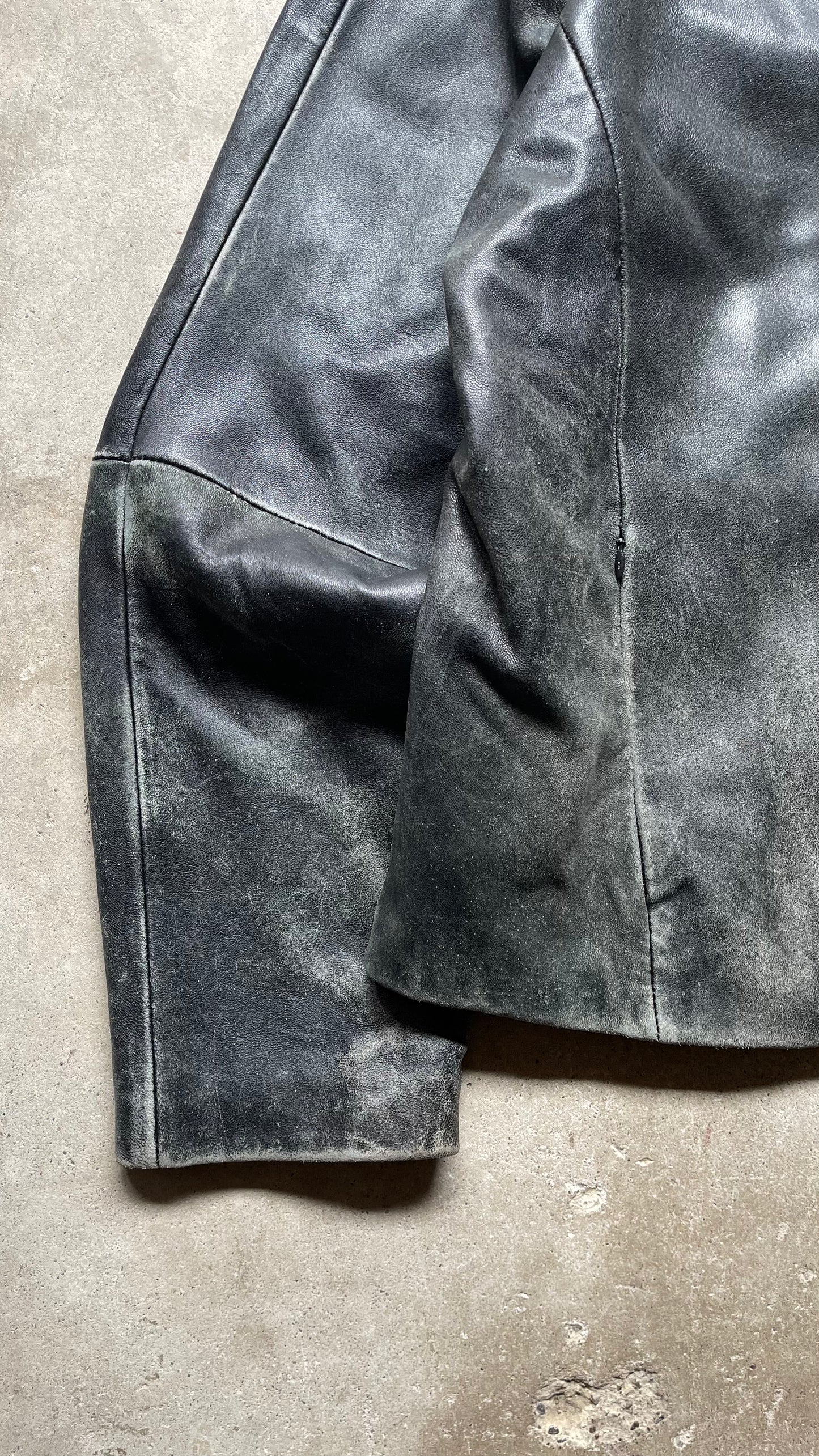 2000S PELLE CUIR FADED LEATHER JACKET CROPPED - XL