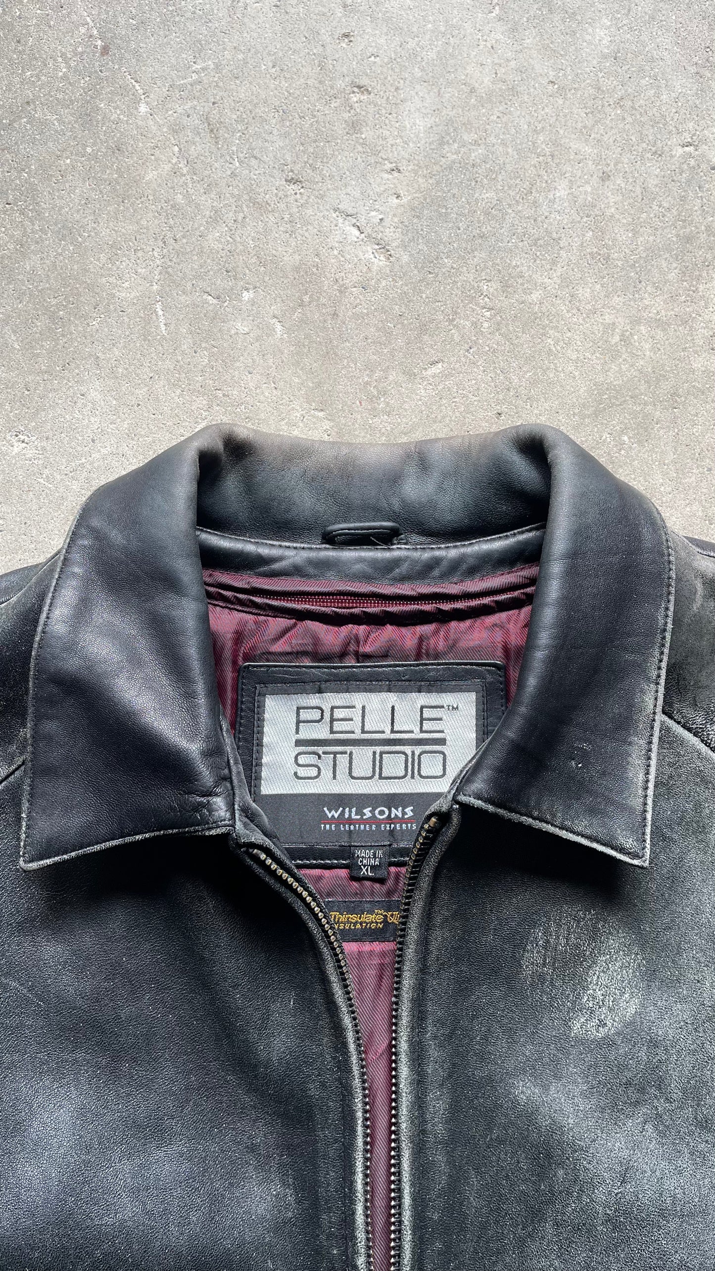 2000S PELLE CUIR FADED LEATHER JACKET CROPPED - XL