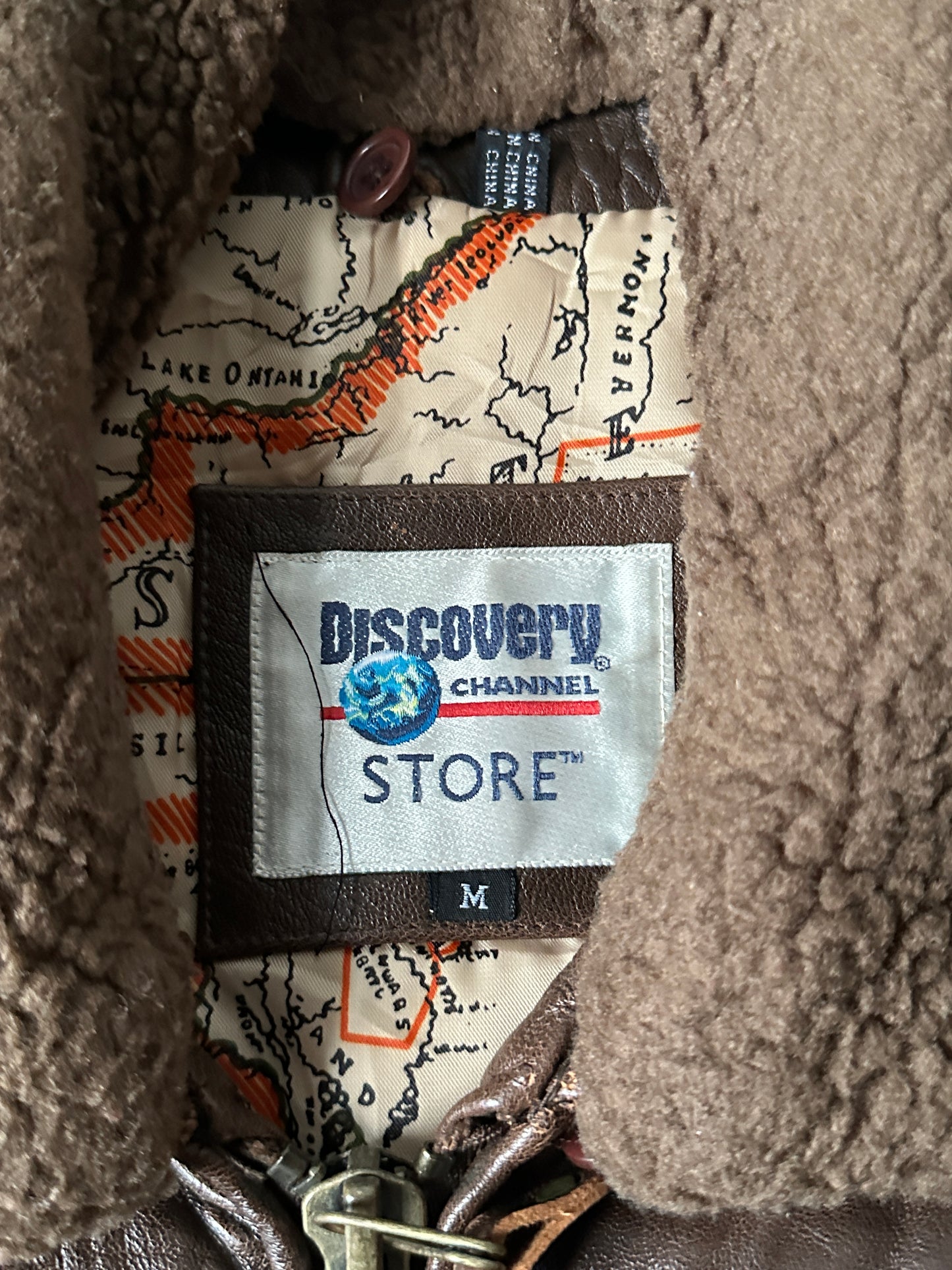 2000S - BROWN LEATHER FLIGHT JACKET - M