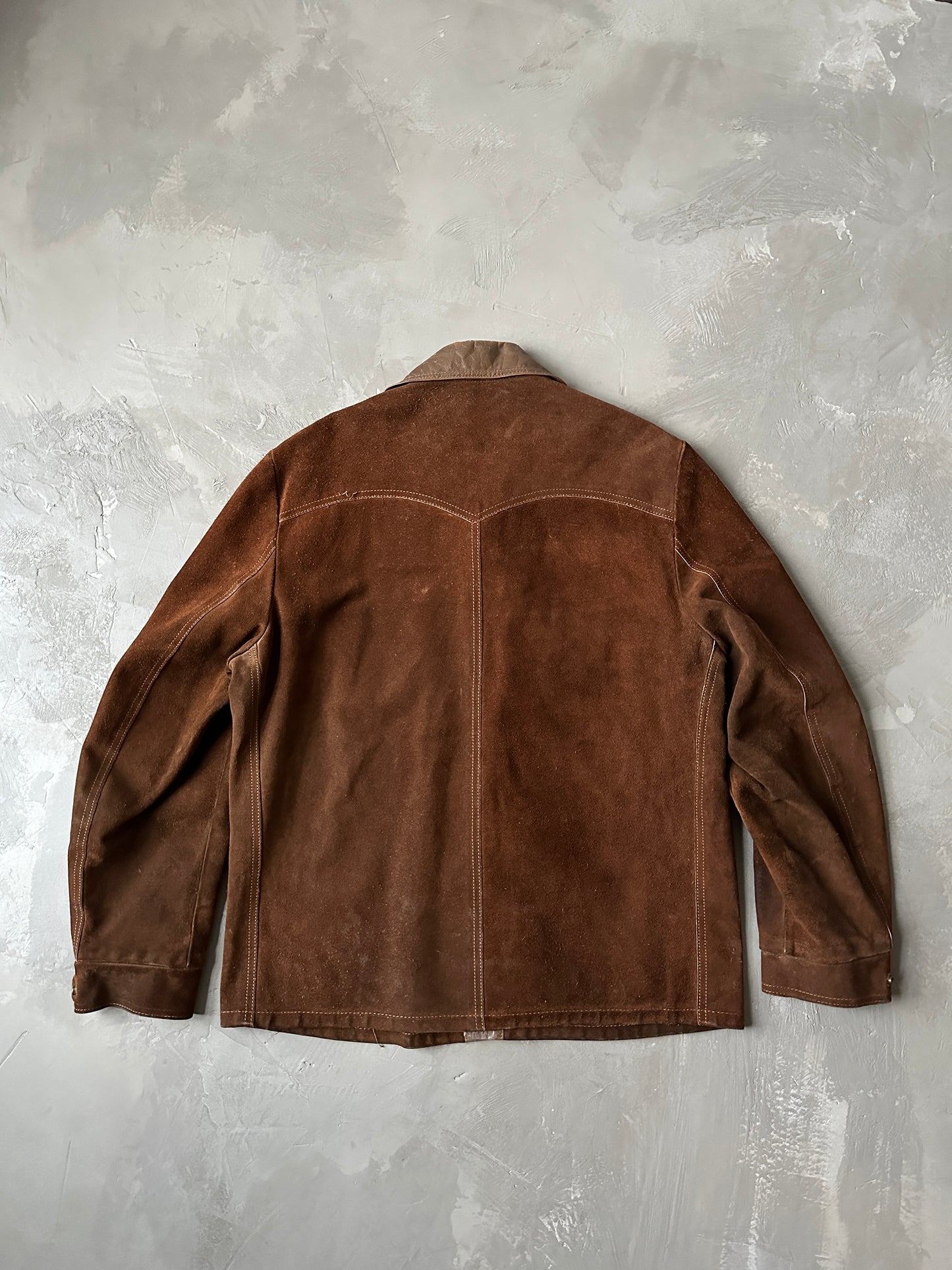 1980S - SUEDE STUDDED WESTERN LEATHER JACKET - L (42)